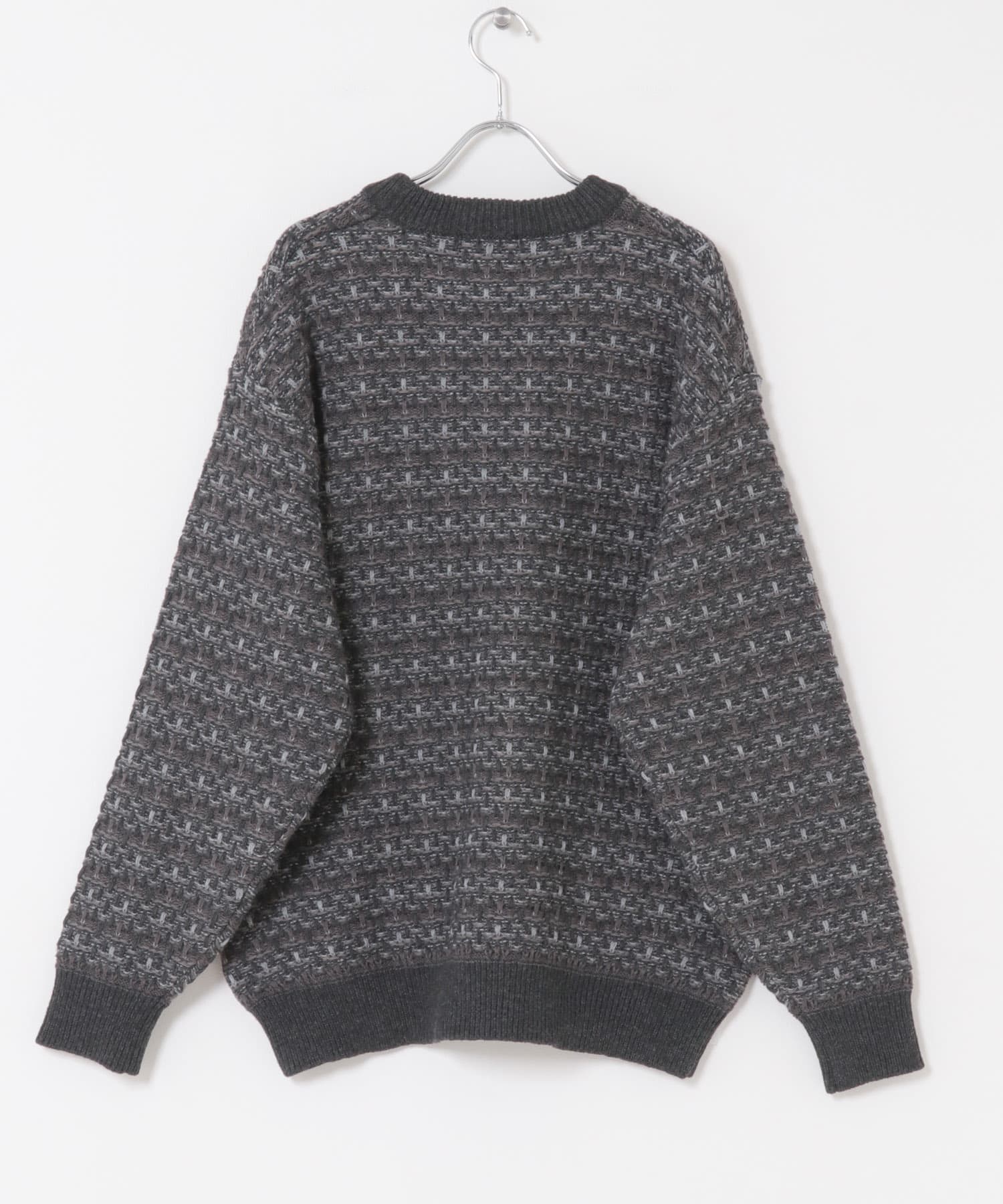 ツイードライク ボーダーニット GRAY M