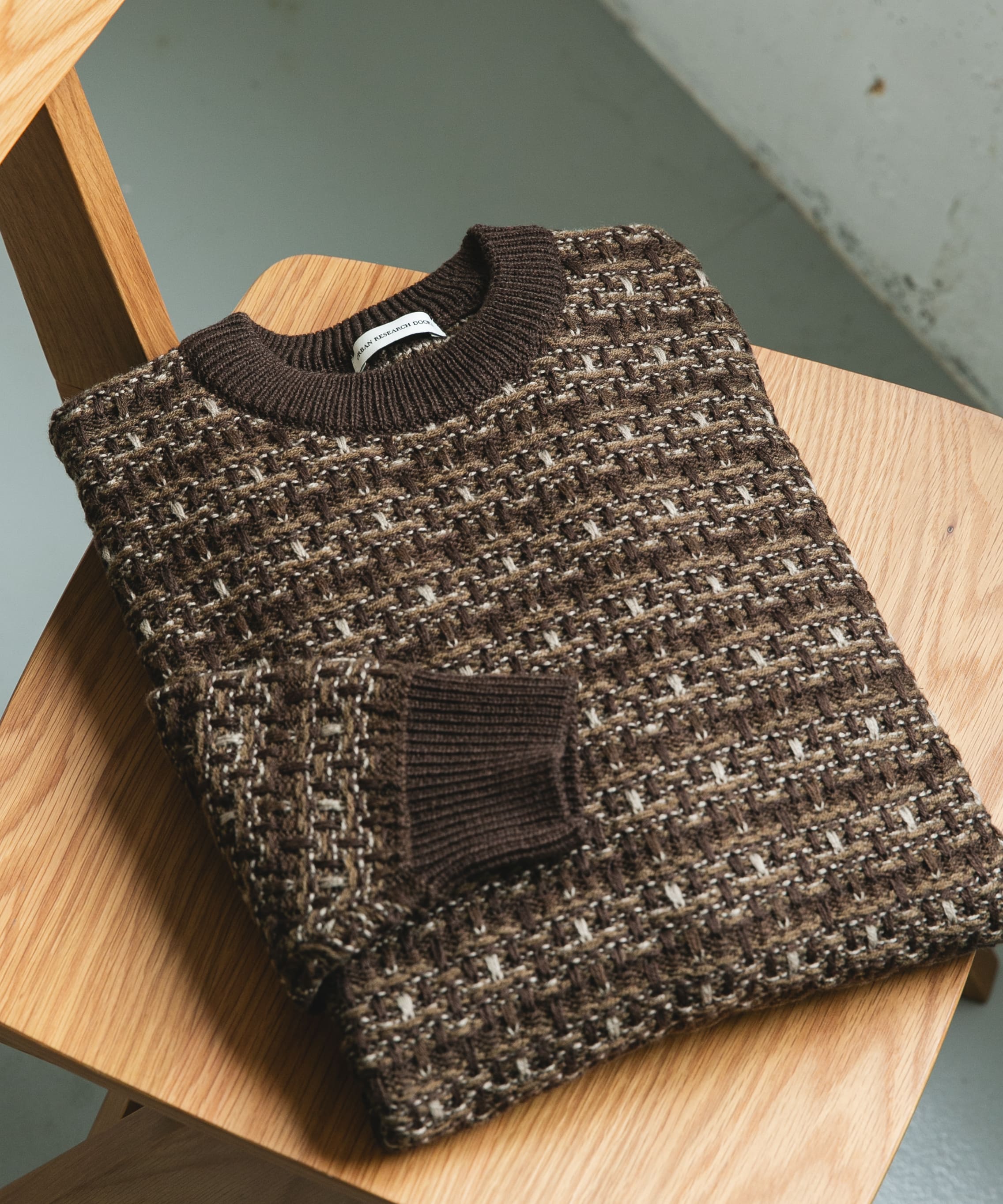 ツイードライク ボーダーニット BROWN M