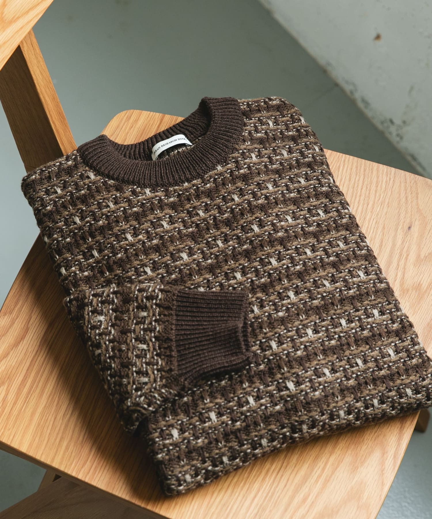 ツイードライク ボーダーニット BROWN M