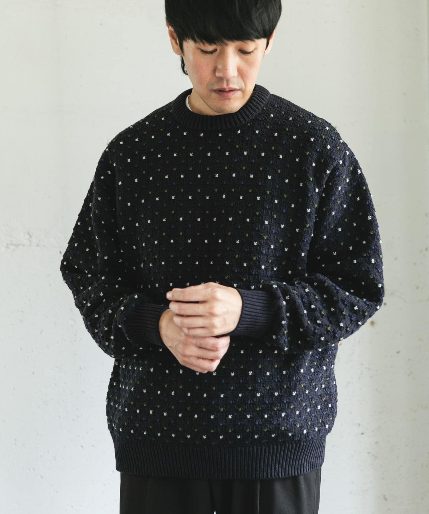 変形バーズアイ クルーネックニット(M GREIGE): トップス｜URBAN