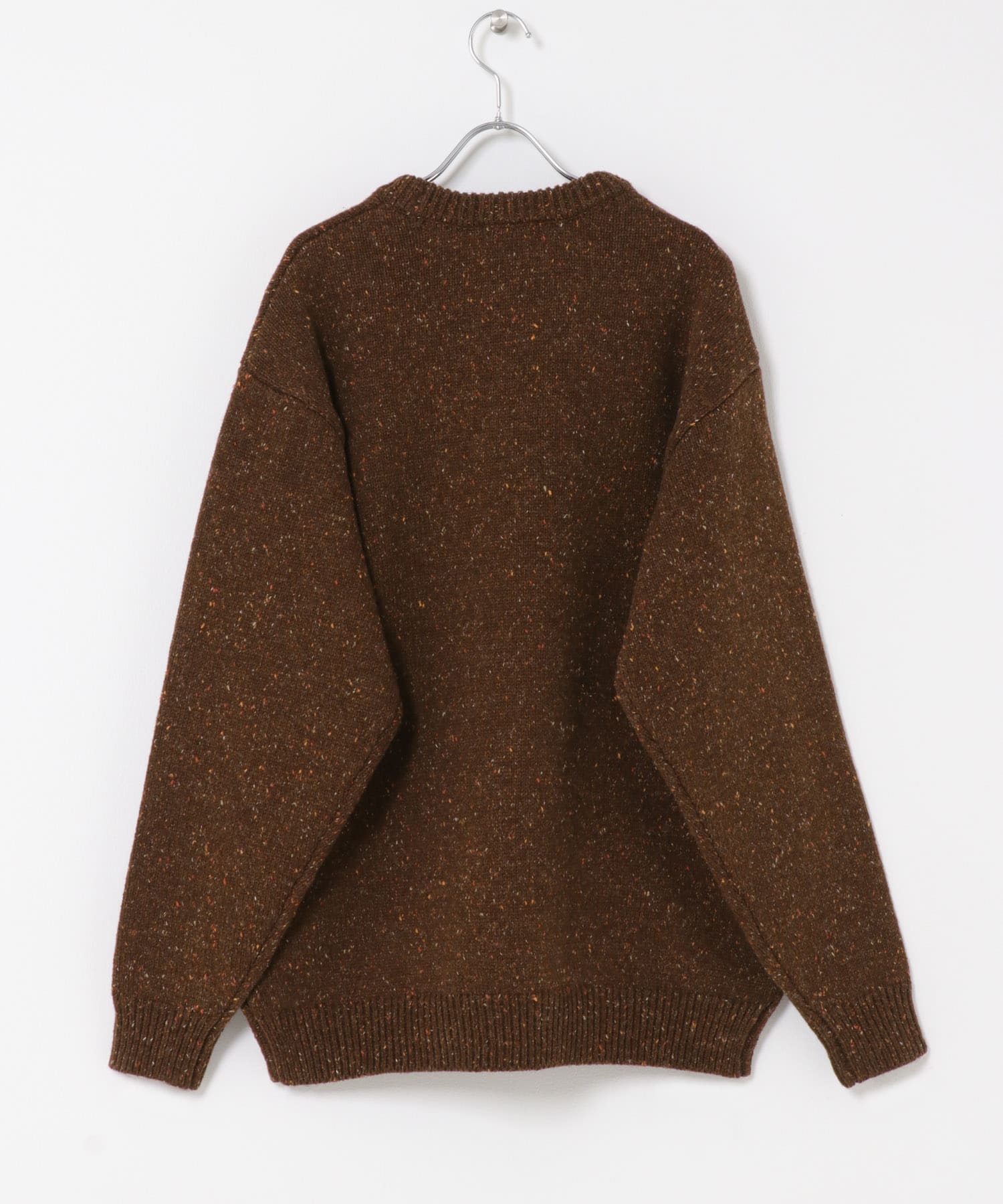 ウールブレンドネップクルーネックニット(M CHARCOAL): トップス