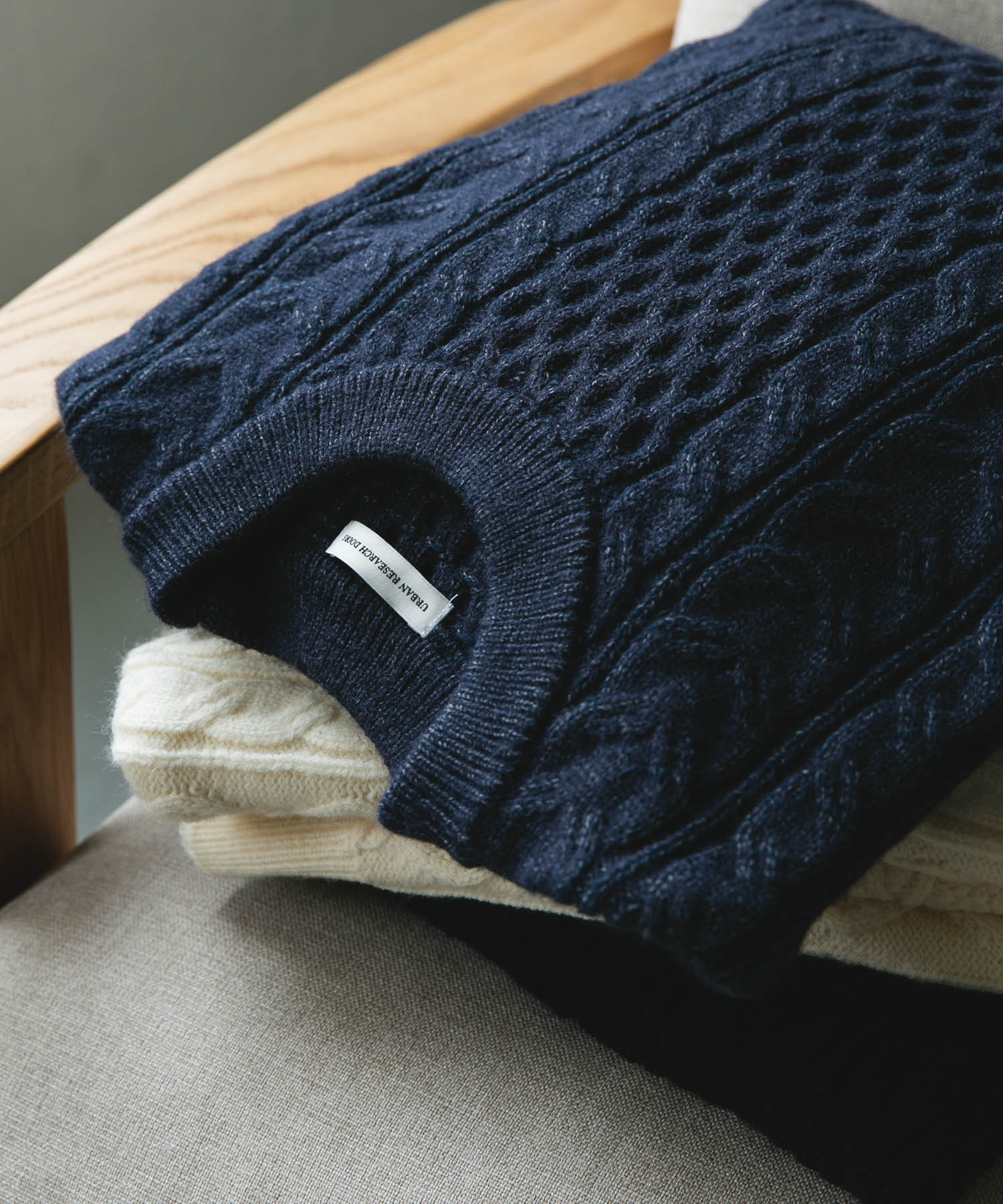 アランニットクルーネックプルオーバー NAVY M