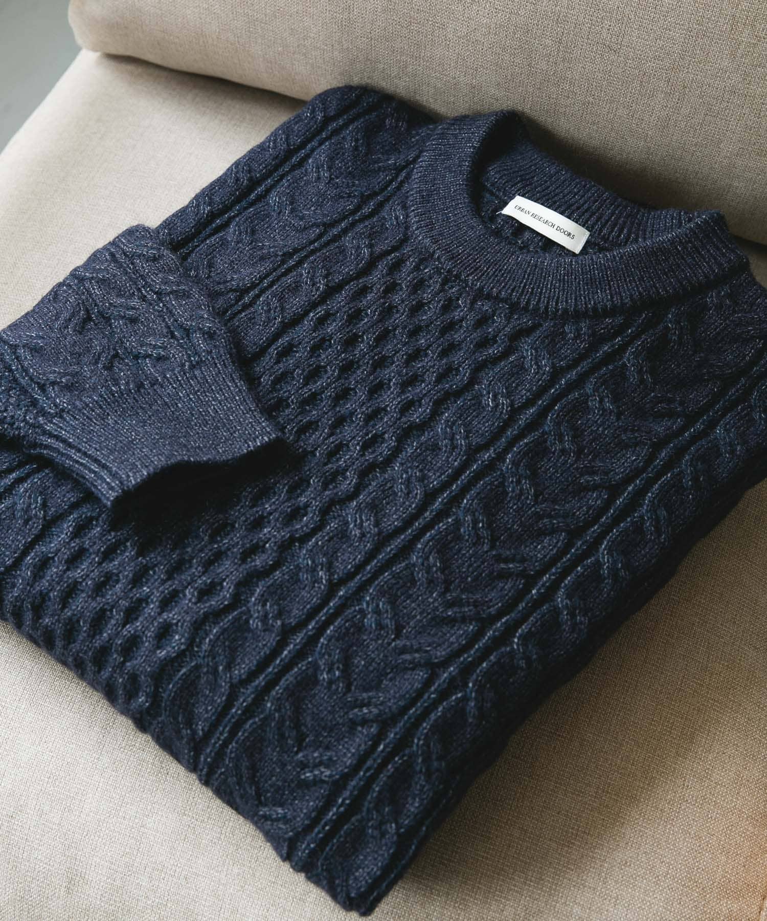 アランニットクルーネックプルオーバー NAVY M