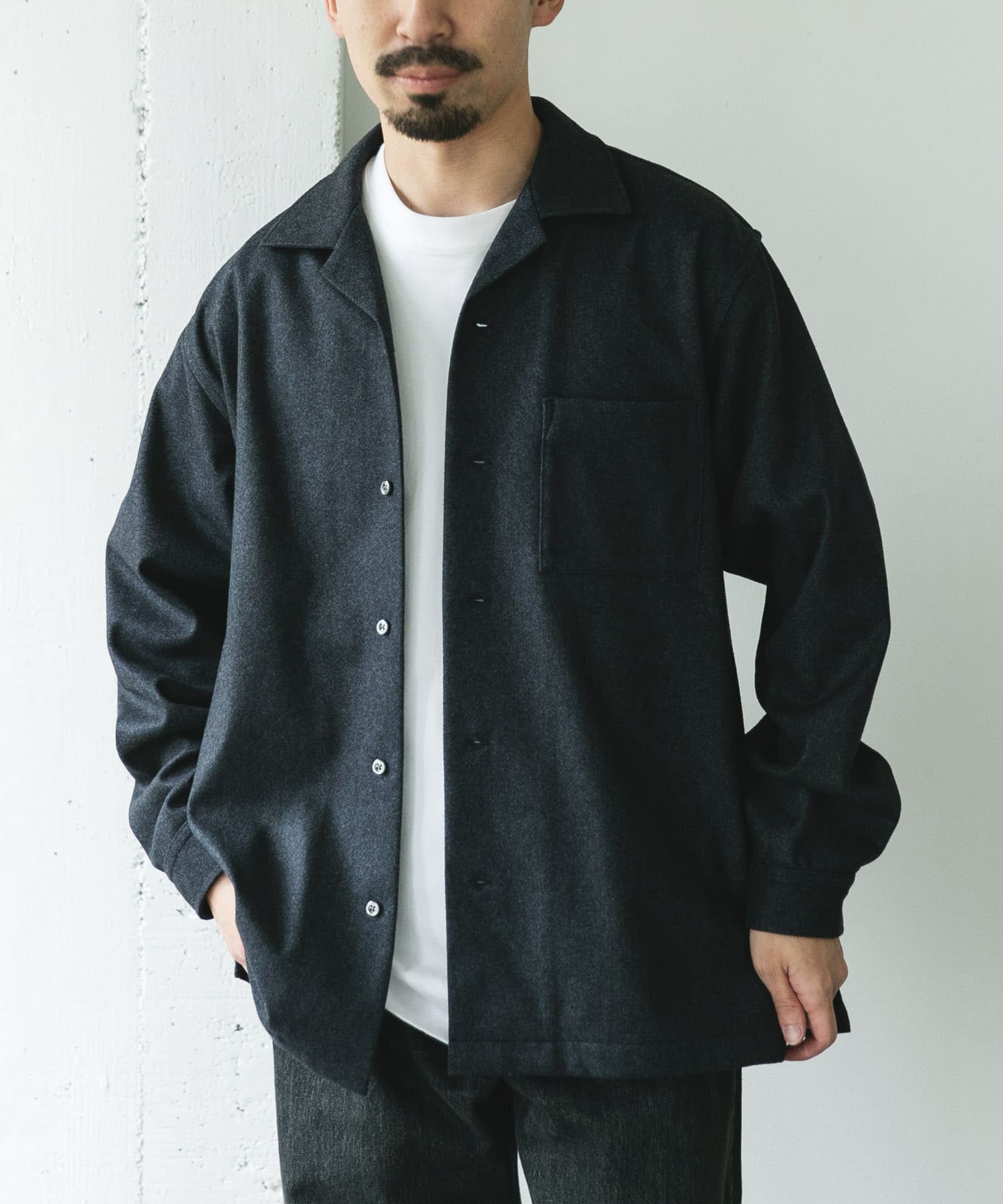 ジャージメルトンオープンカラーシャツ