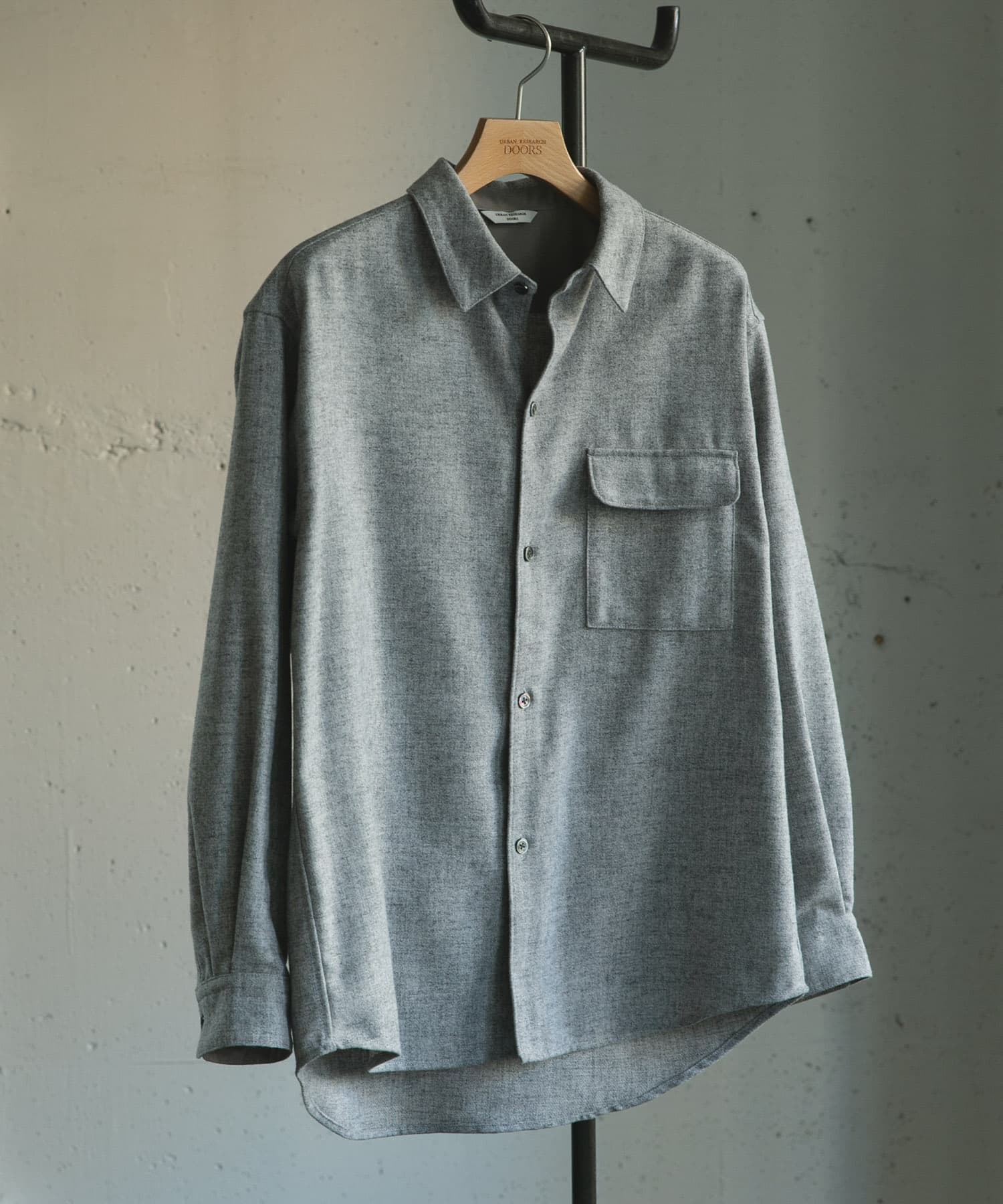 フラノレギュラーカラーシャツ TOP GRAY M