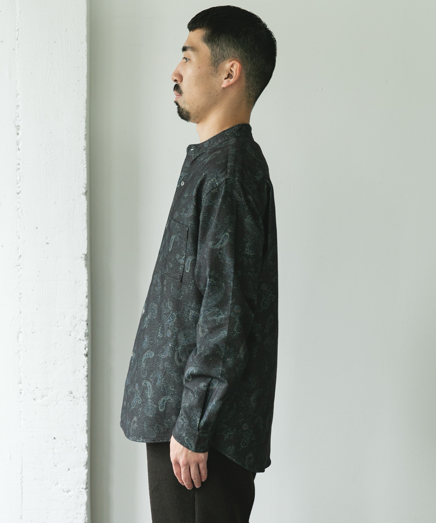 両面起毛ネルバンドカラーシャツ PAISLEY M