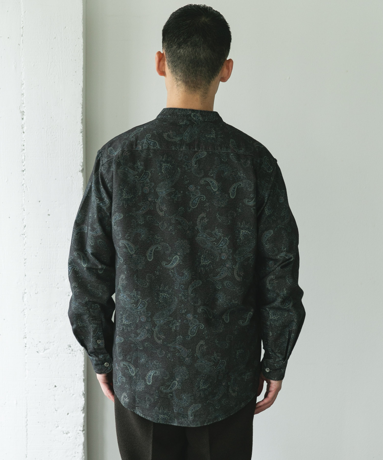 両面起毛ネルバンドカラーシャツ PAISLEY M