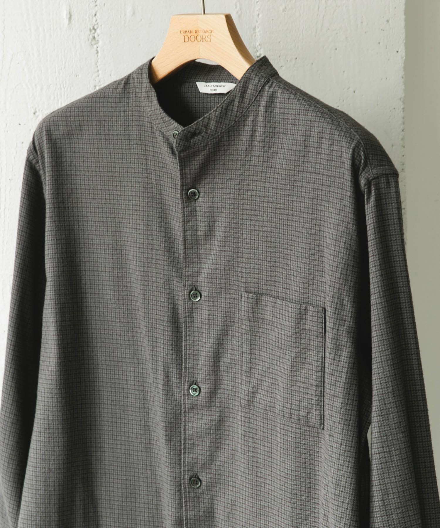 UpcycleLino] 起毛リネン バンドカラーシャツ (25AW) 起毛リネン