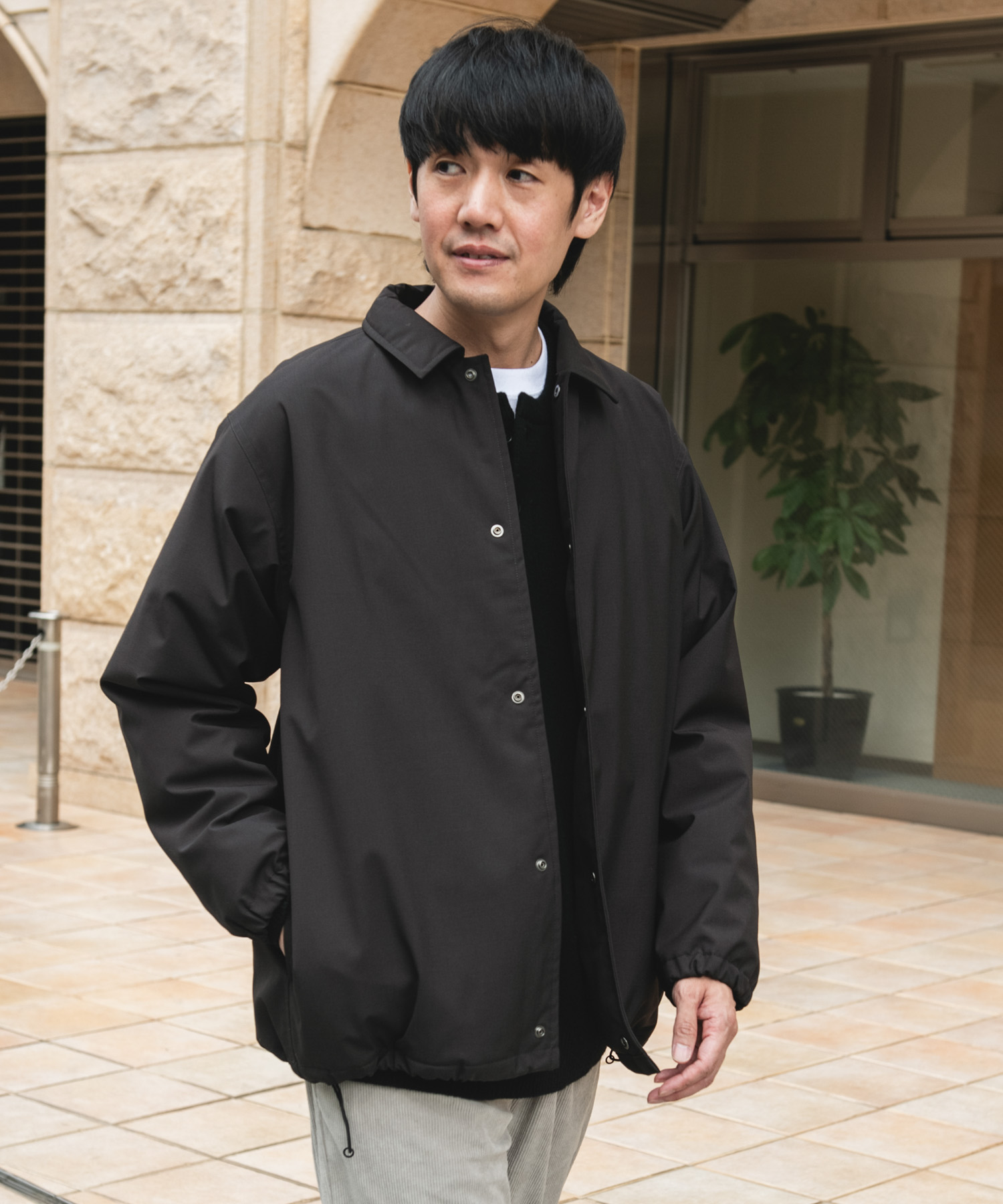 『撥水/防風』ウールブレンドラミネート 中綿ブルゾン