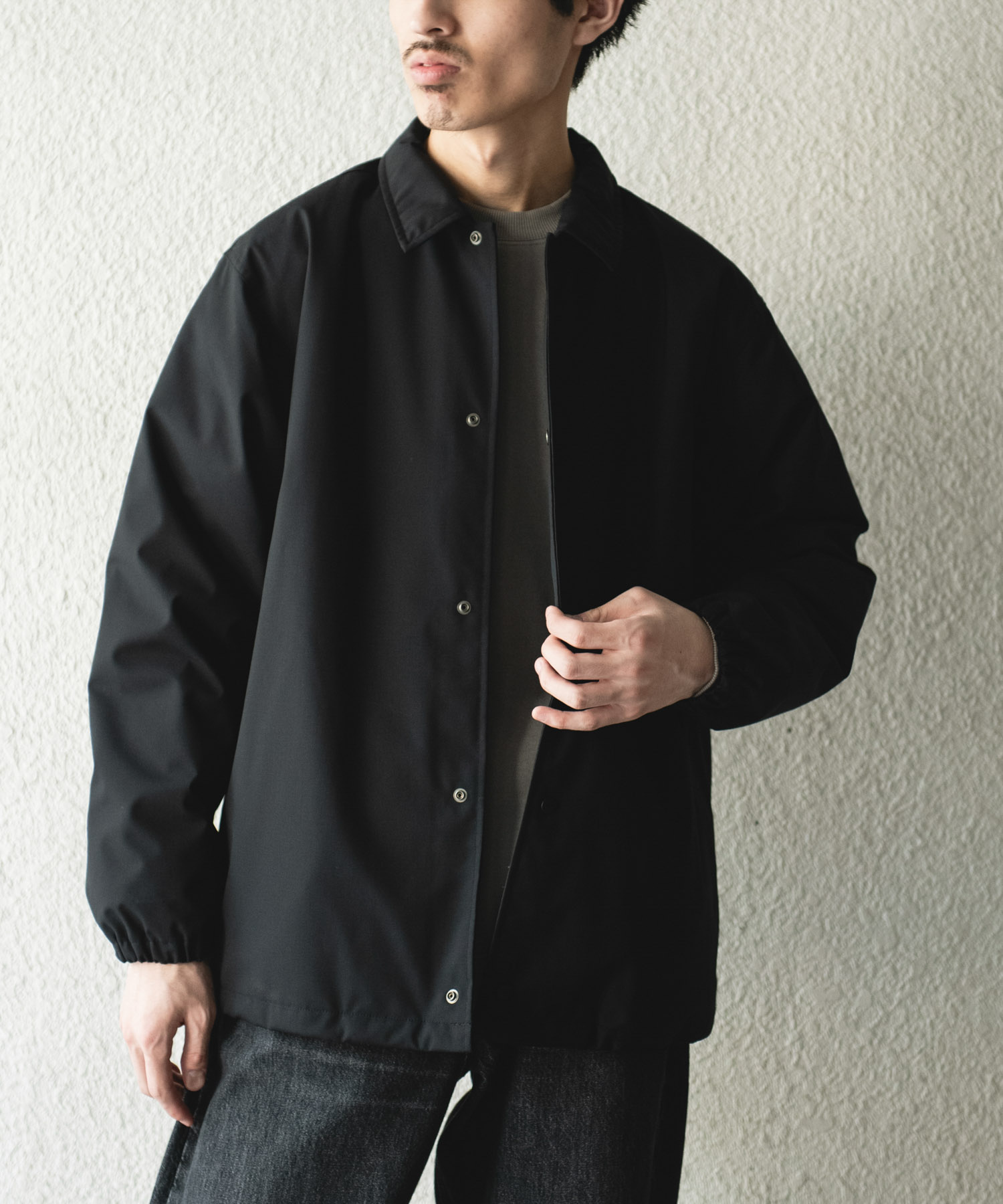 『撥水/防風』ウールブレンドラミネート 中綿ブルゾン