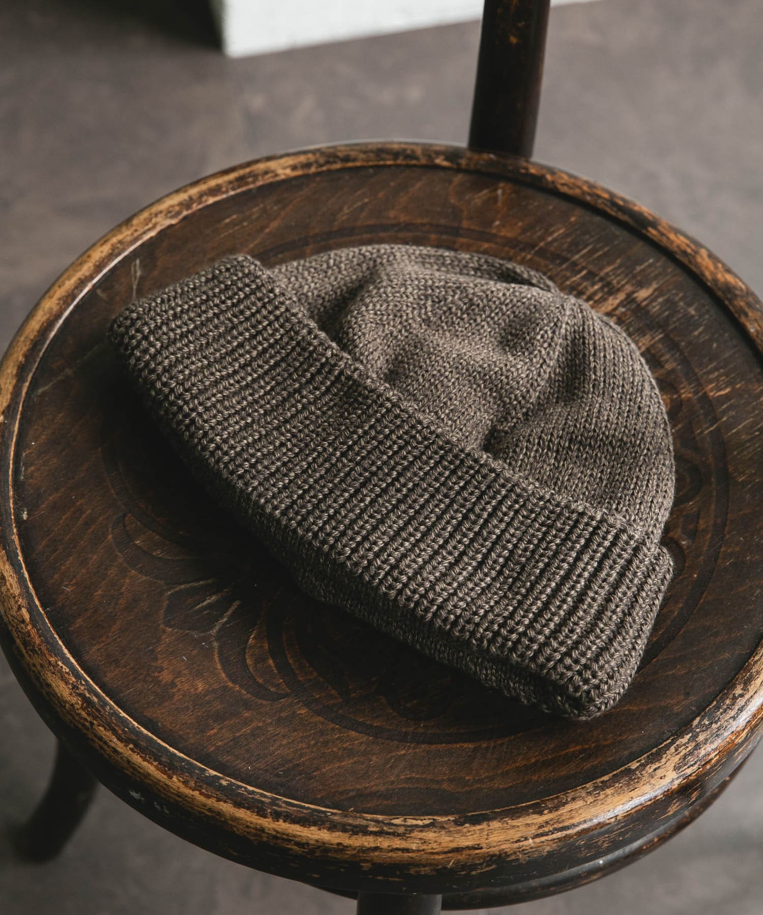 BIG WOOLMIX KNIT CAP BROWN -