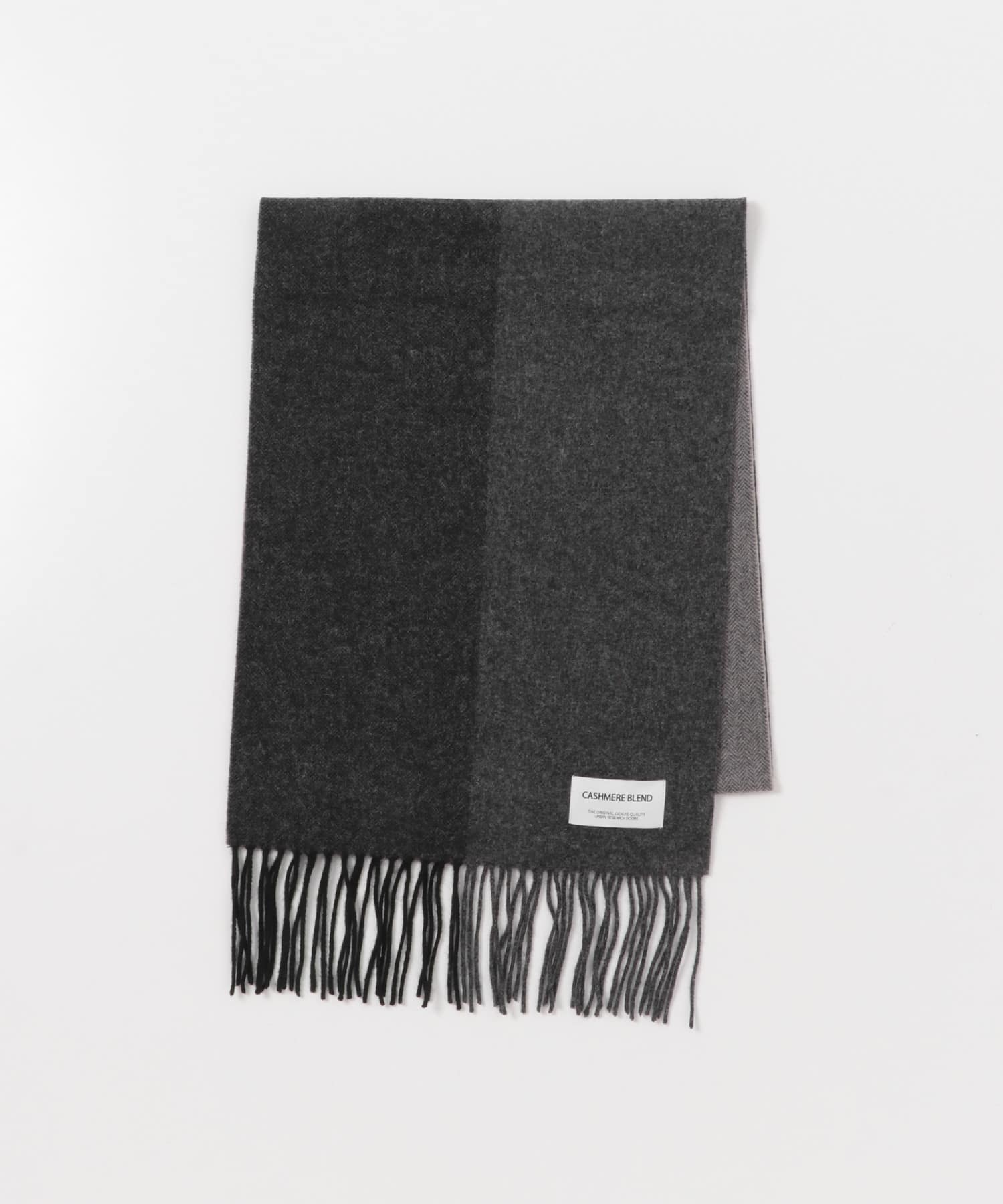 カシミヤブレンドパネルマフラー CHARCOAL -