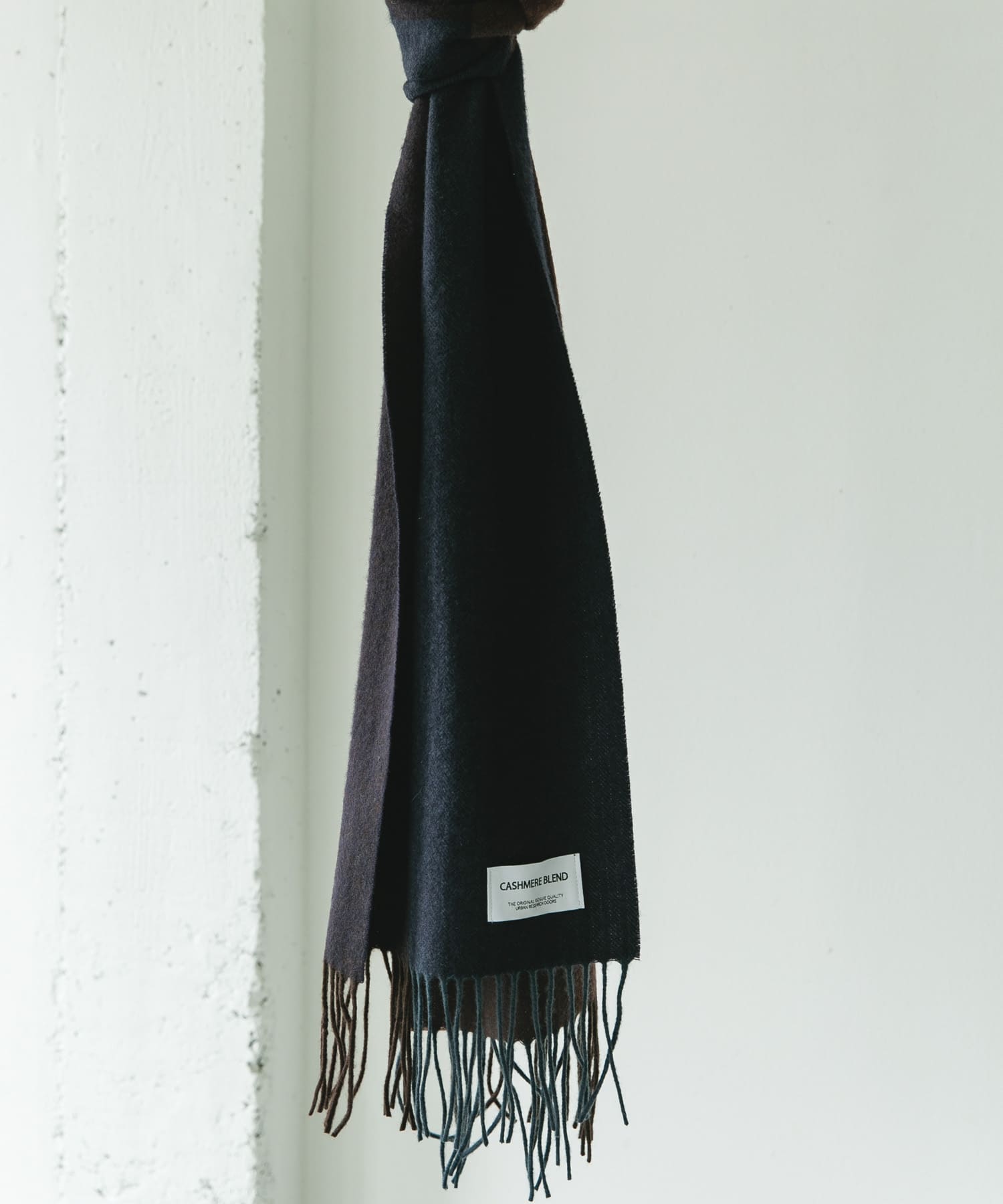 カシミヤブレンドパネルマフラー BROWN -