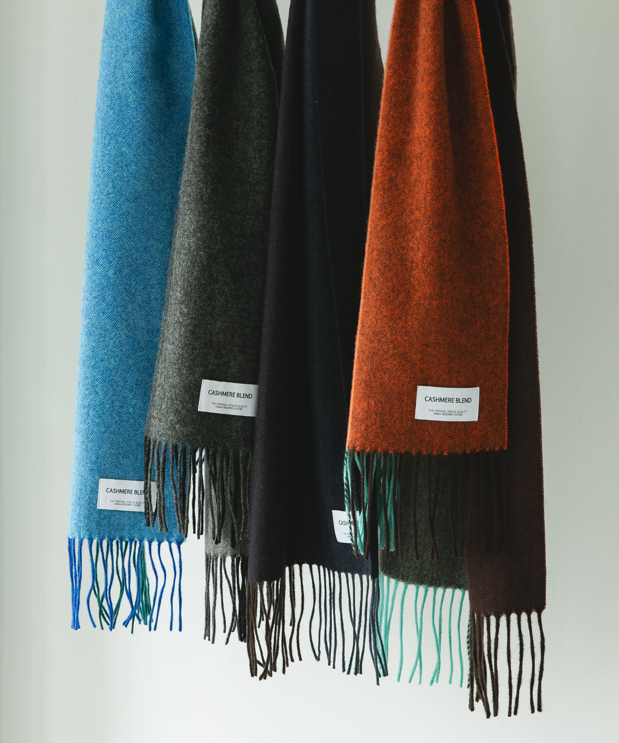 カシミヤブレンドパネルマフラー ORANGE -