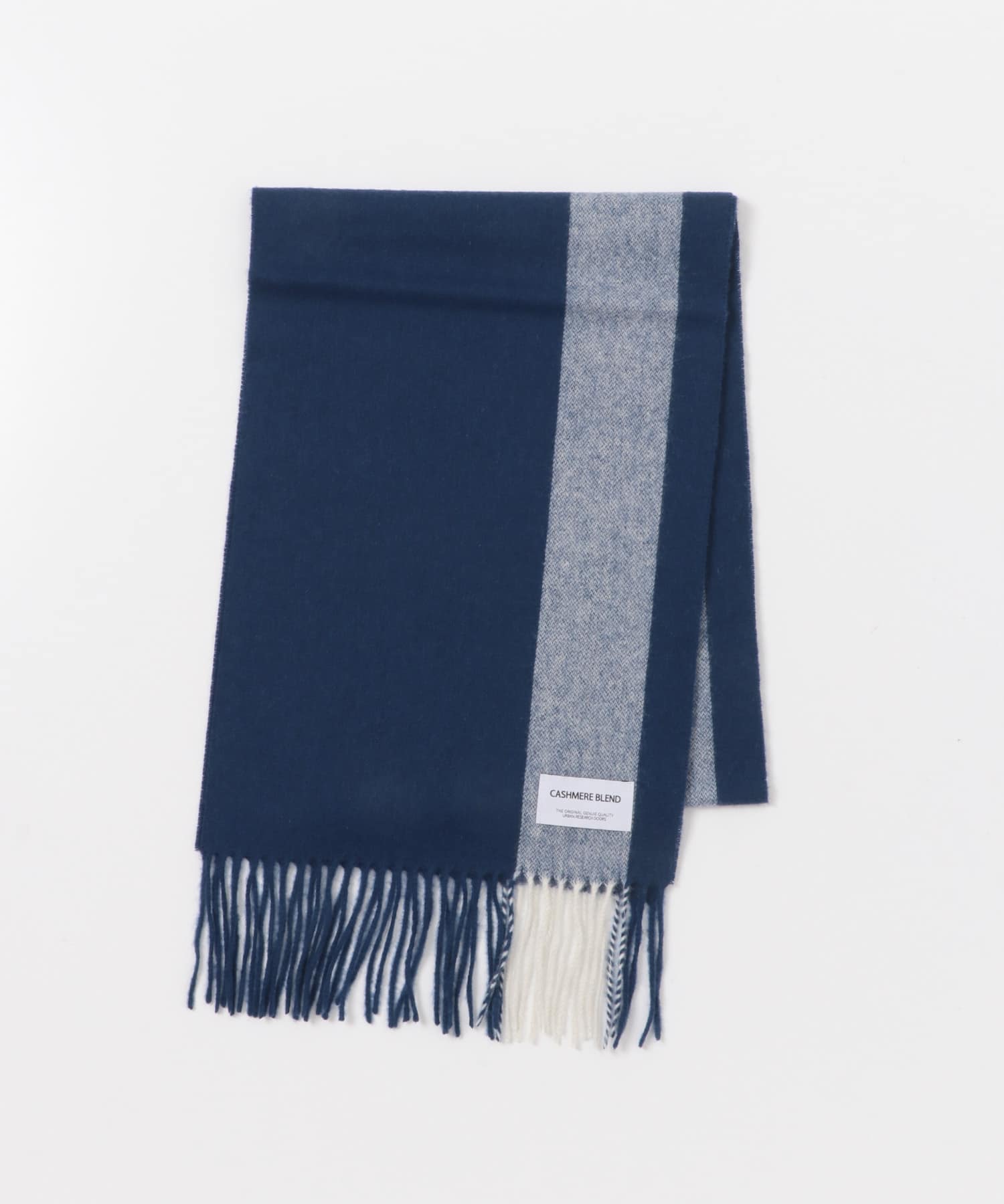 カシミヤブレンドストライプマフラー(- CHARCOAL): ファッション雑貨