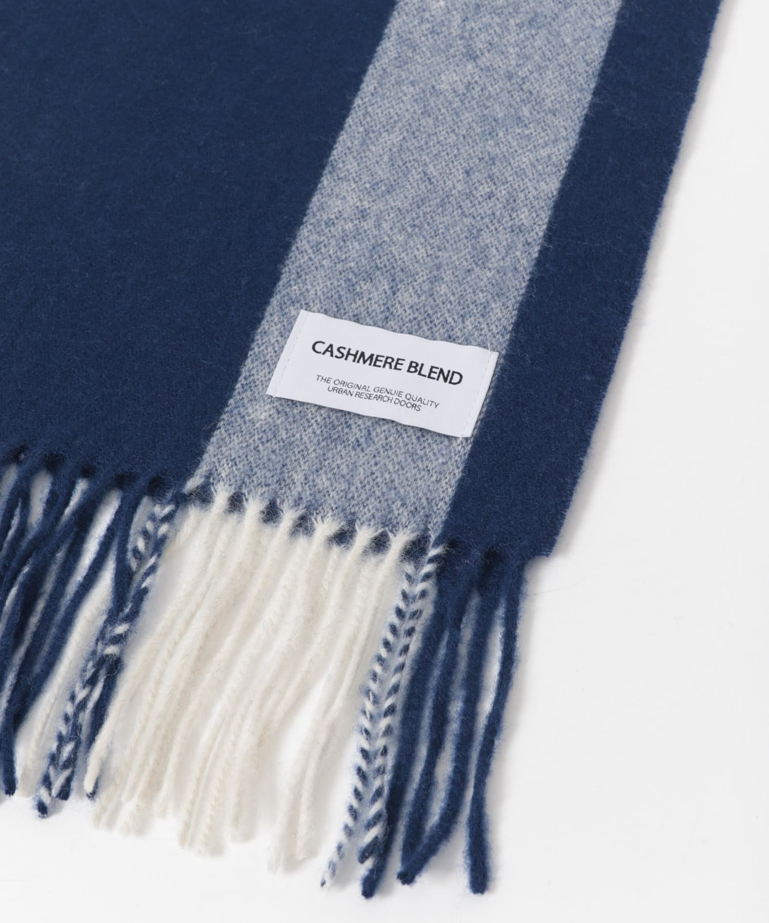 カシミヤブレンドストライプマフラー BLUE -