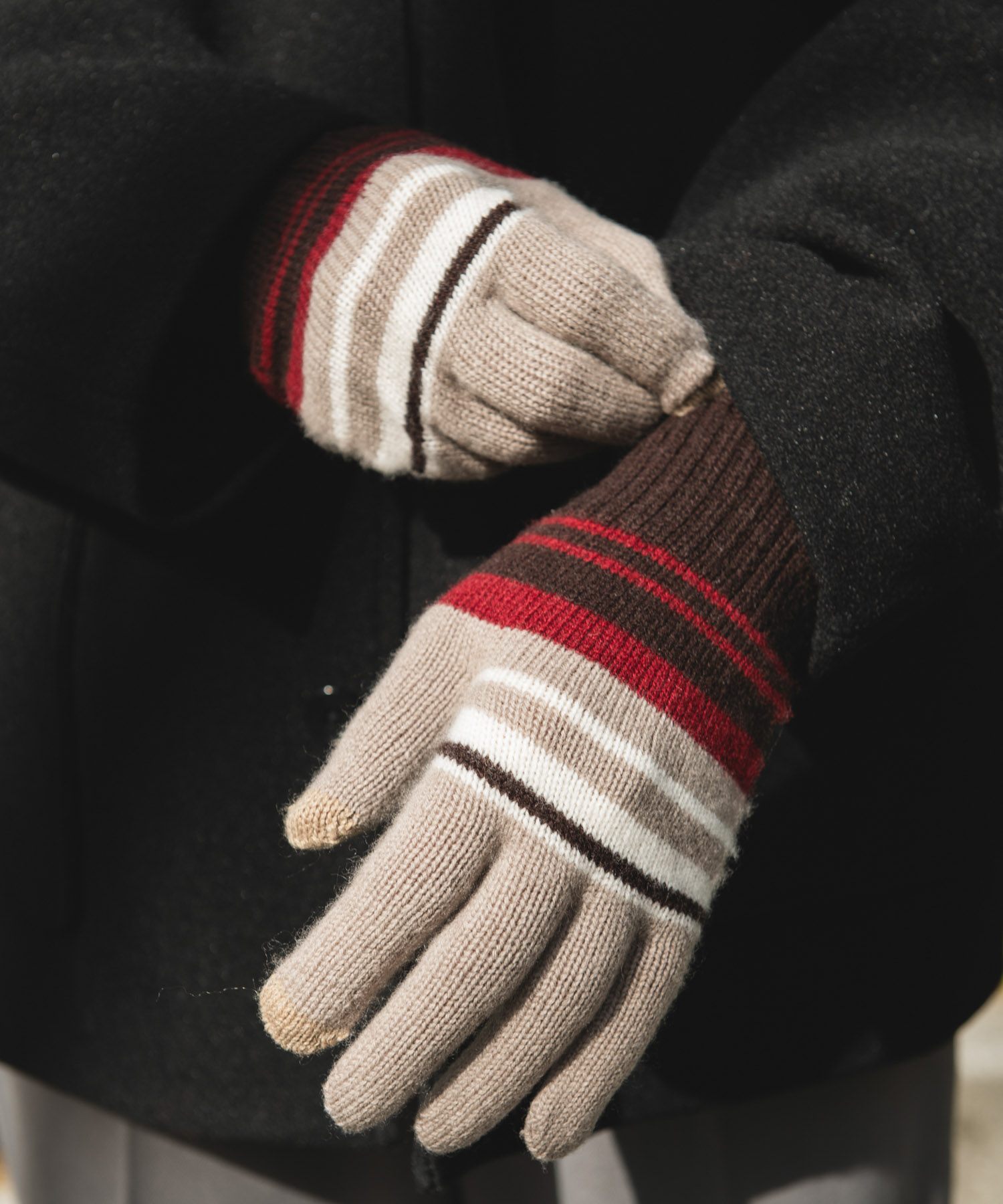 ボーダーニットグローブ(スマホ対応)