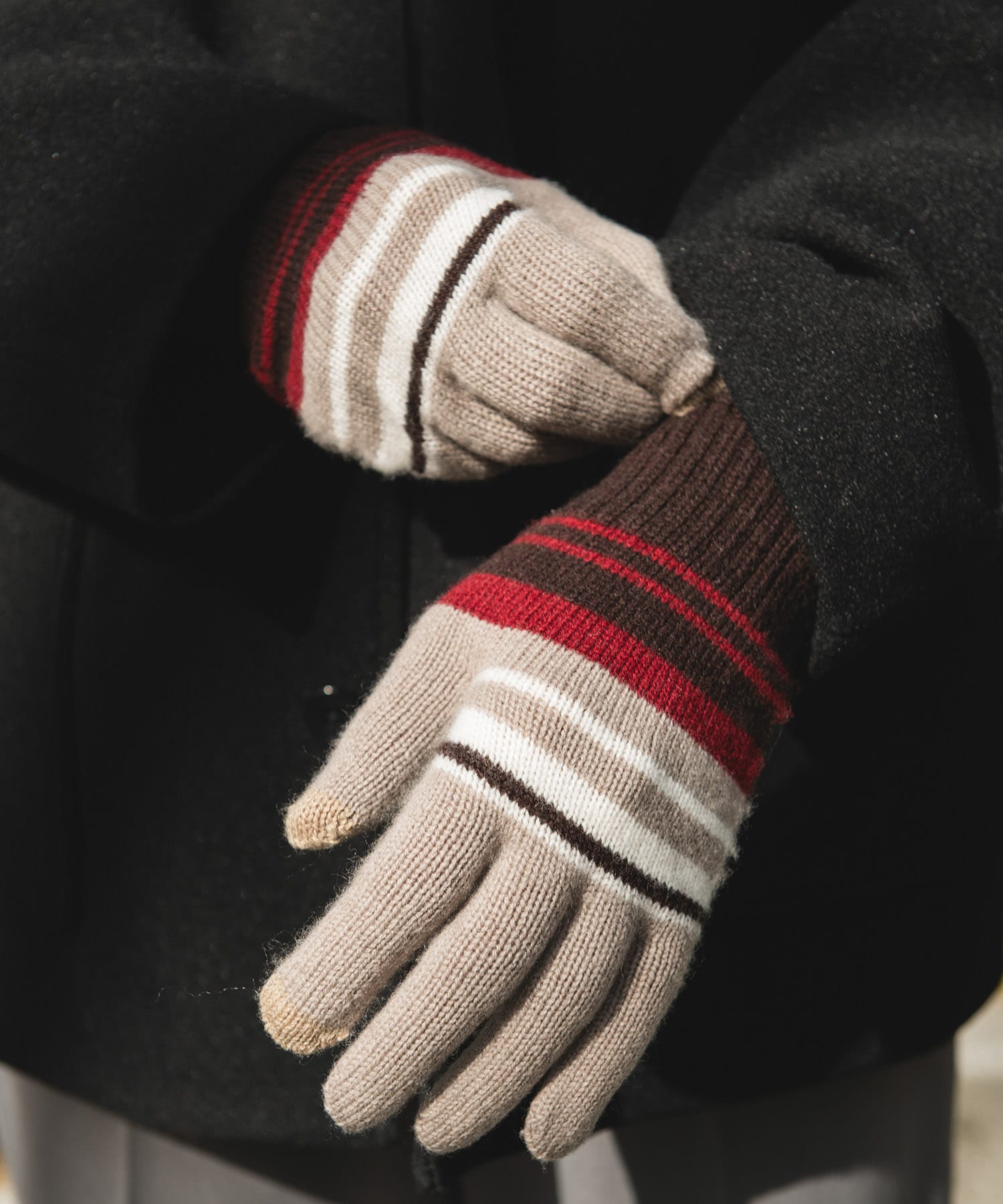 ボーダーニットグローブ(スマホ対応)