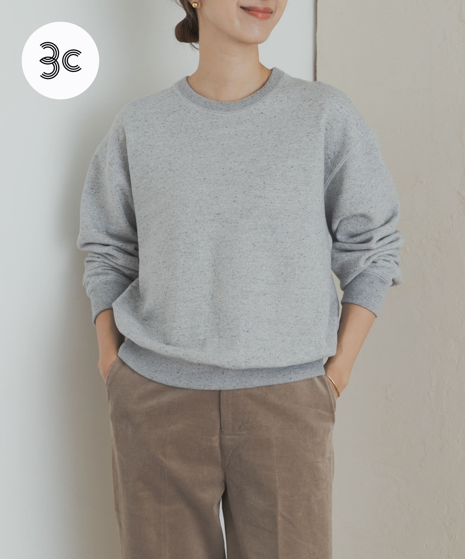 【新品未使用】THETOE TOÉ HAMPTON SWEATSHIRT グレー commpost 反毛裏毛クルーネックスウェット(S TOP GRAY): トップス