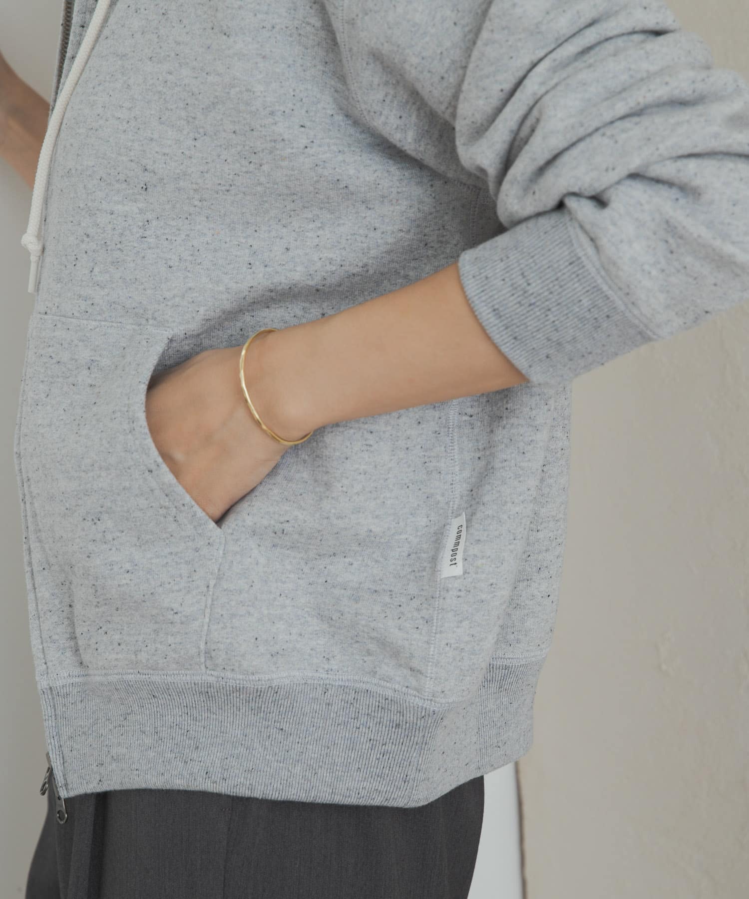 commpost　反毛裏毛ジップフーディ TOP GRAY S