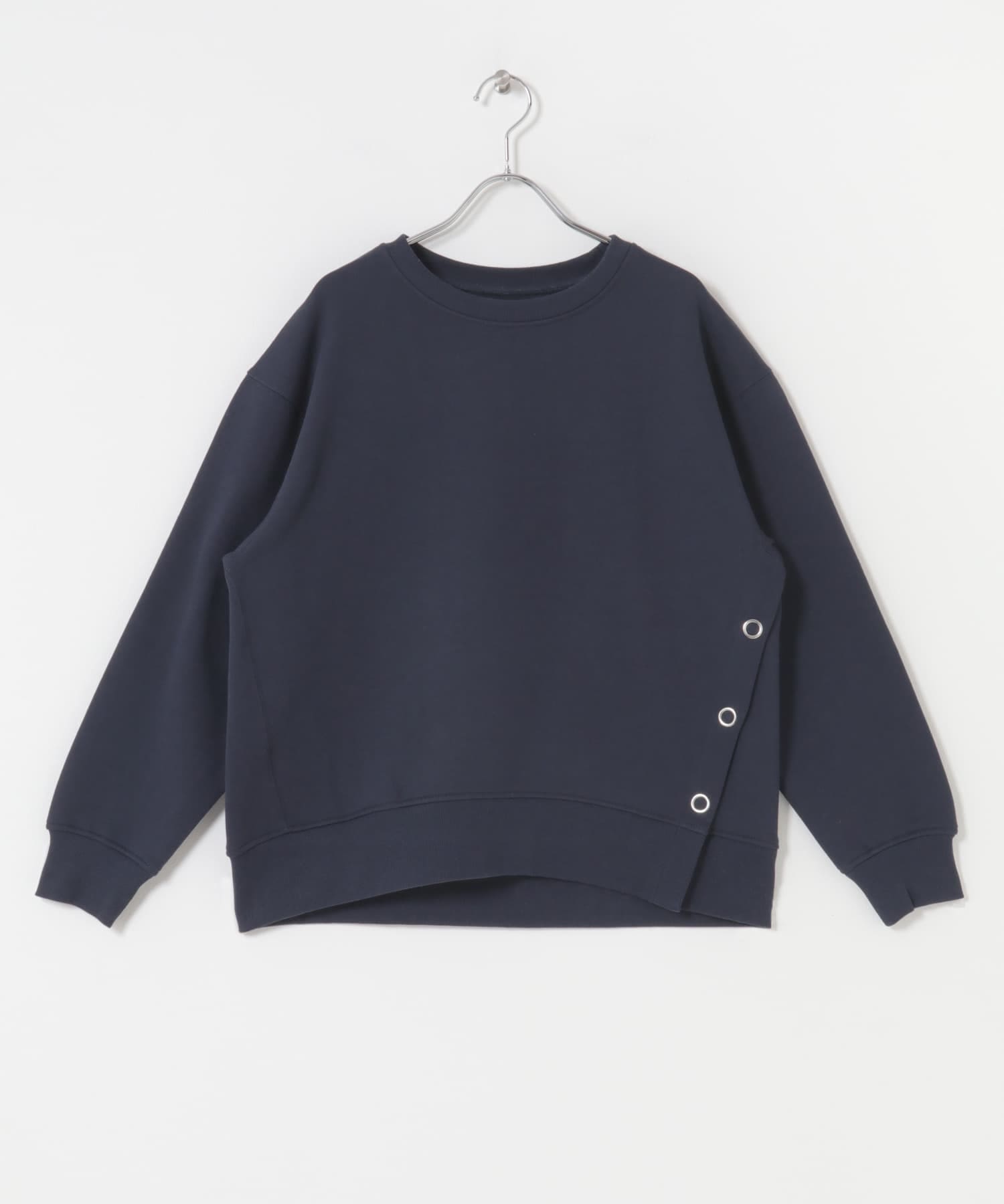 『UR TECH』裏起毛サイド釦スウェット NAVY M