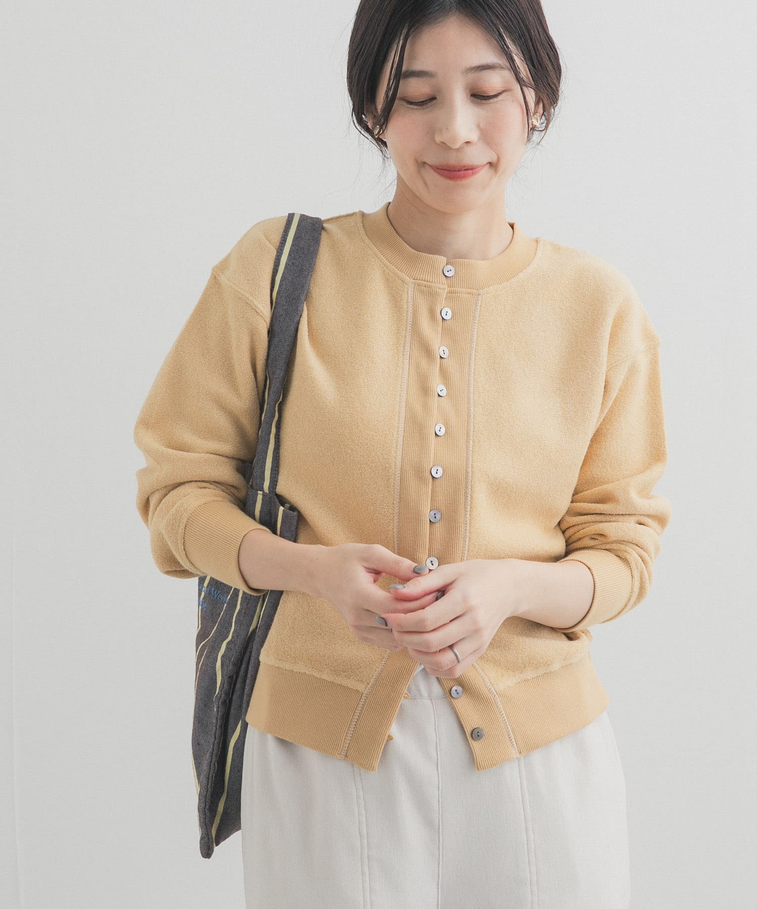 カットブークレーショートカーディガン(Free OFF WHITE): トップス