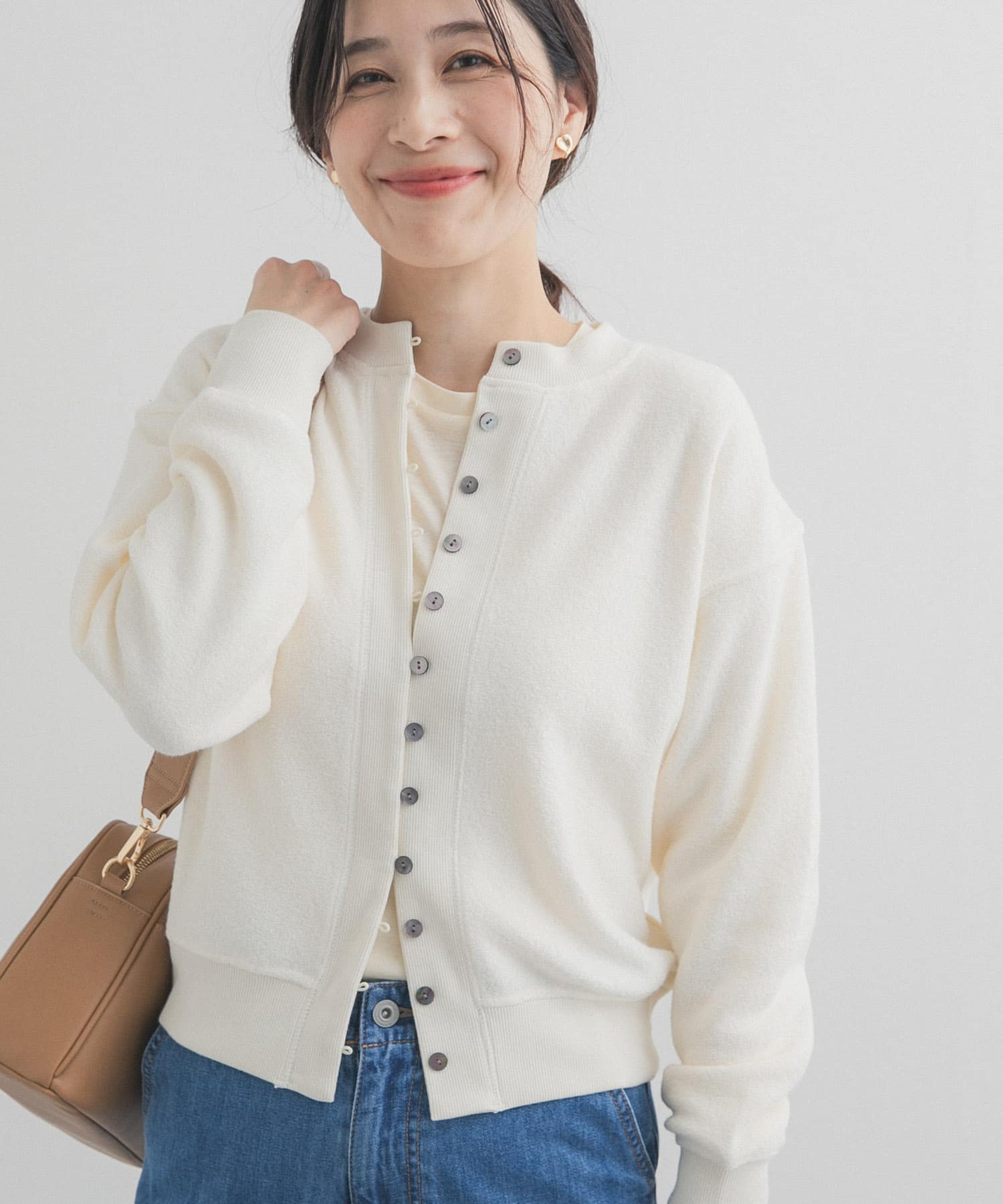 カットブークレーショートカーディガン(Free OFF WHITE): トップス