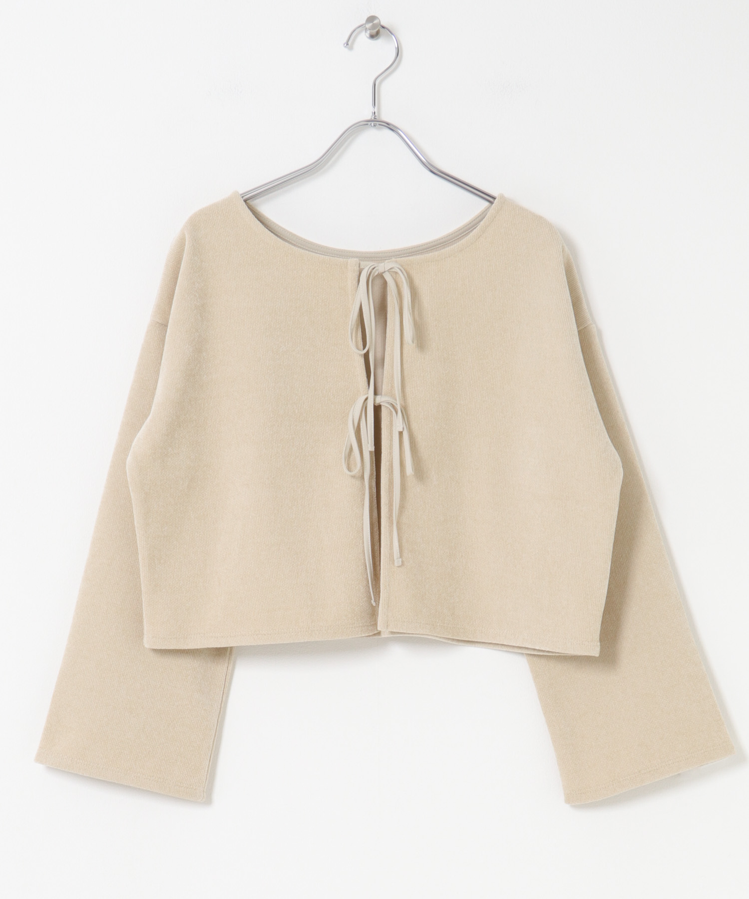 ベロアリボンカットカーディガン NATURAL M