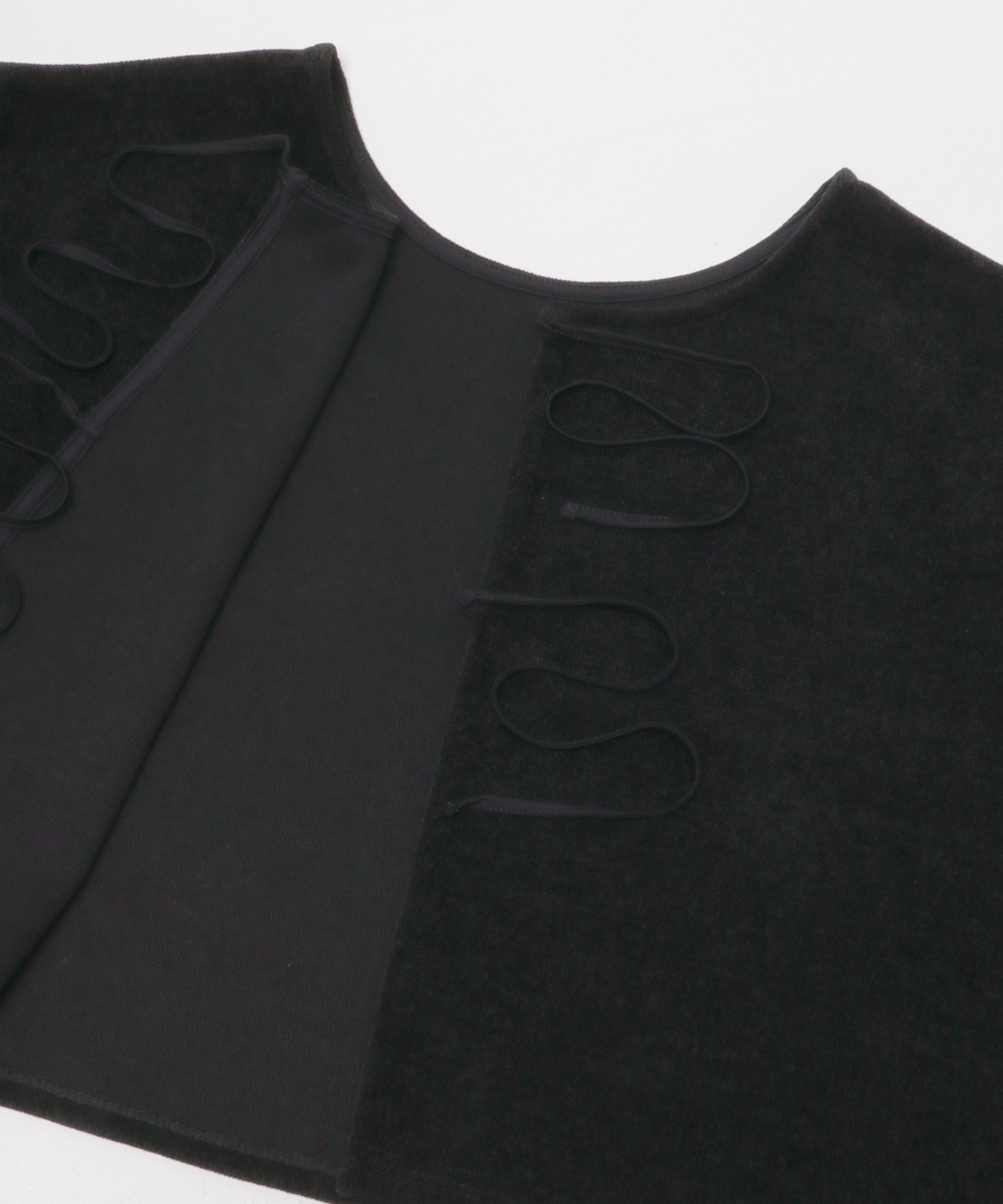 ベロアリボンカットカーディガン BLACK M
