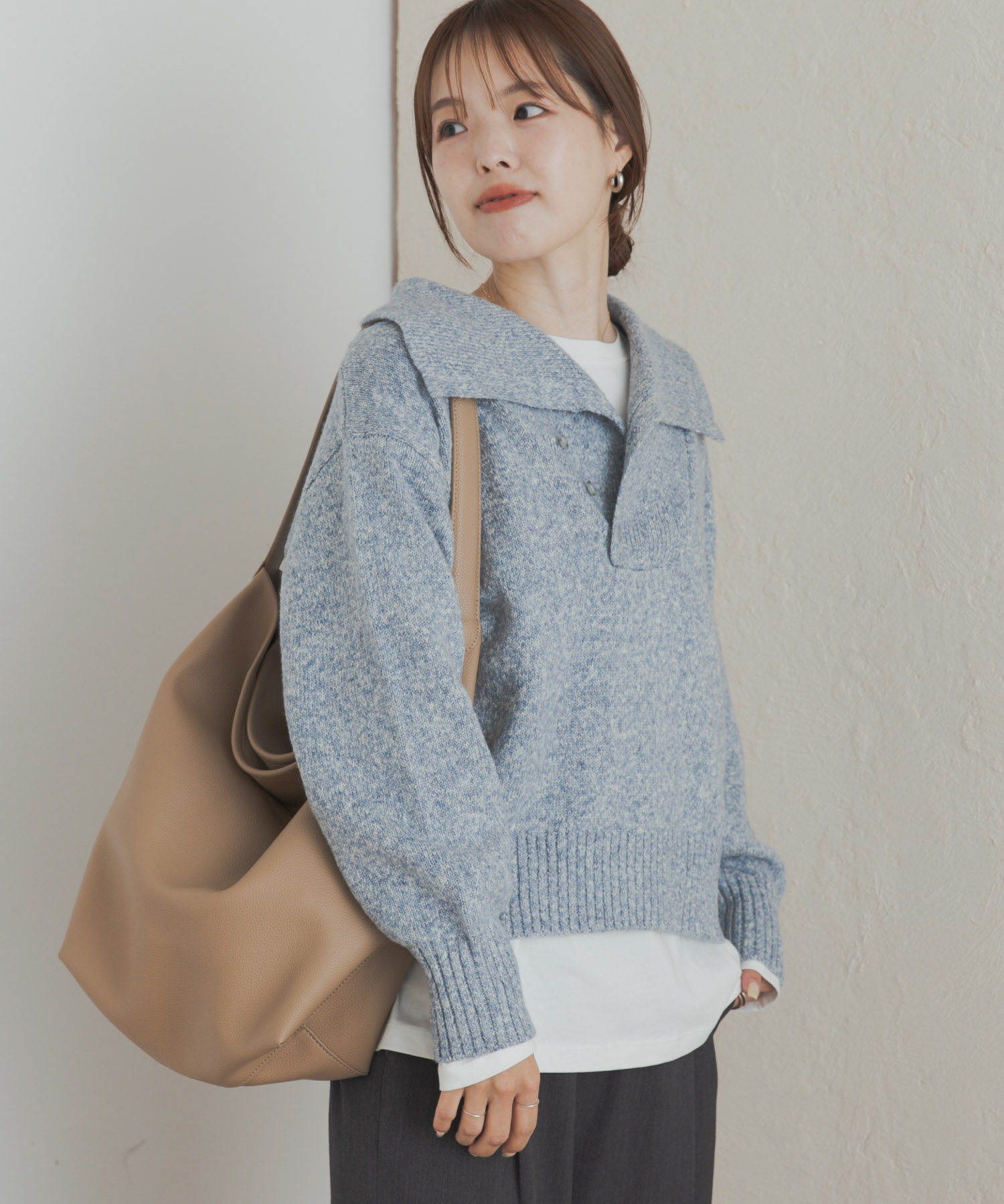 あページ 変形カラーニットプルオーバー(Free TOP GRAY): トップス｜URBAN