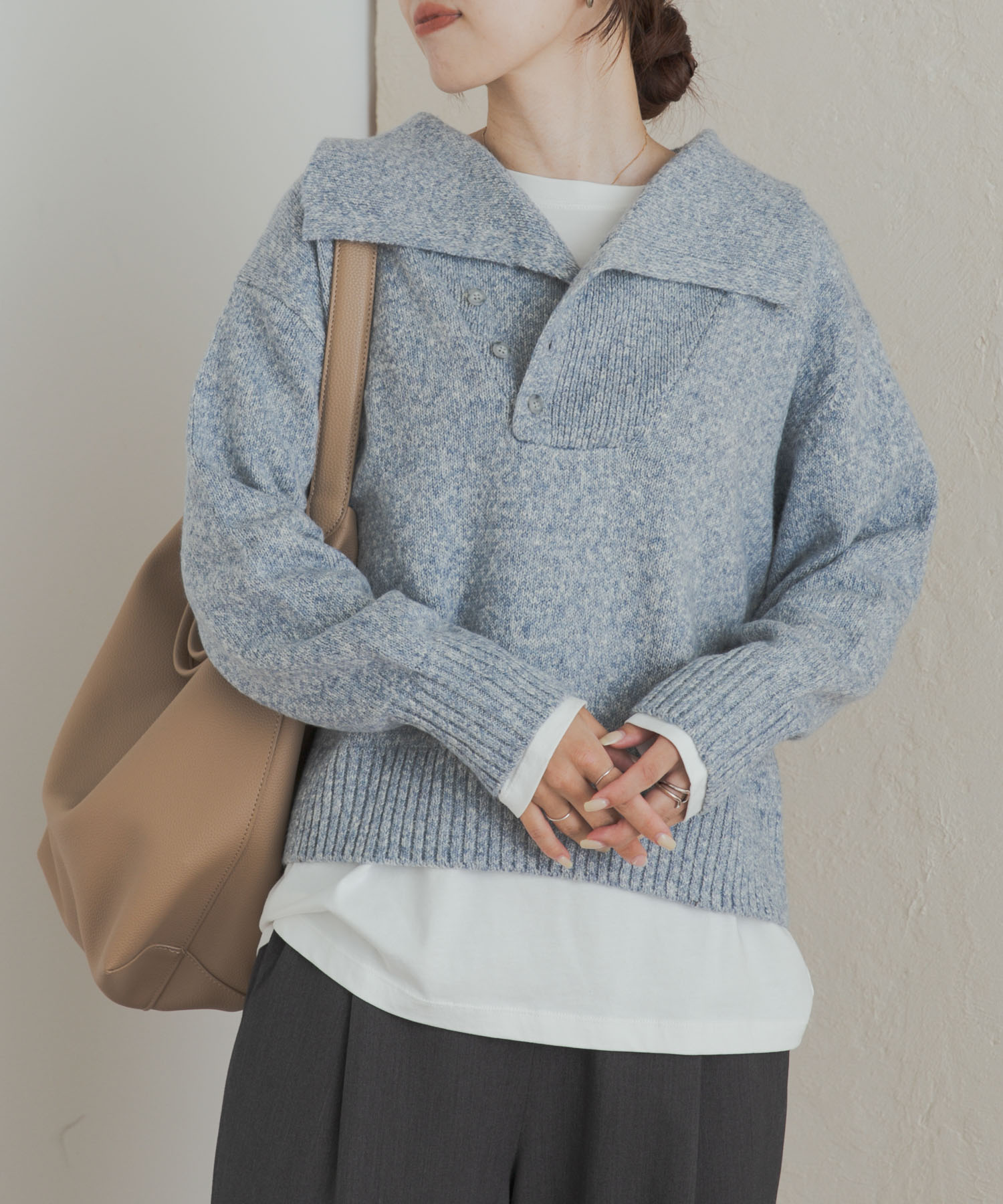 変形カラーニットプルオーバー(Free TOP GRAY): トップス｜URBAN