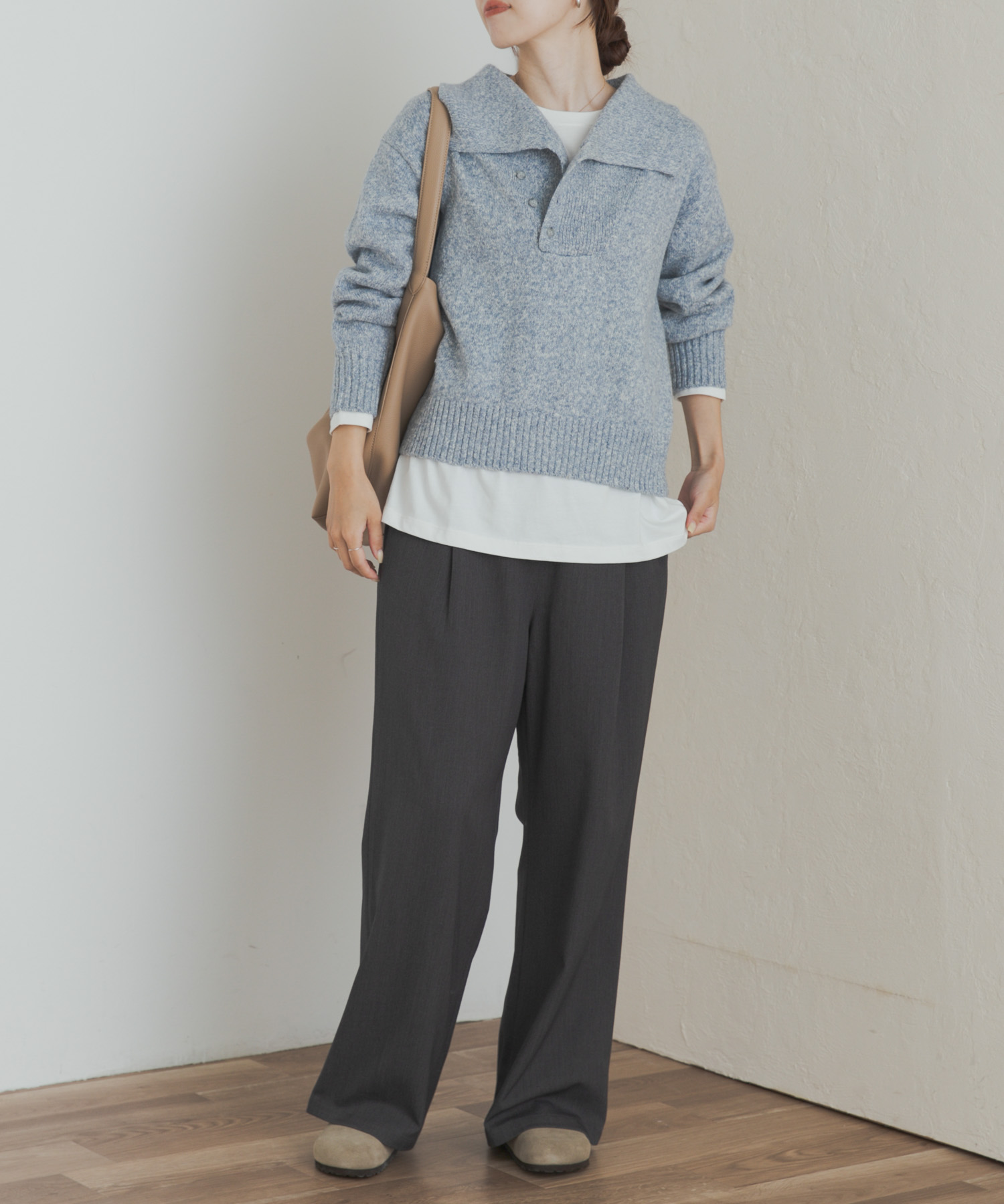 変形カラーニットプルオーバー(Free TOP GRAY): トップス｜URBAN