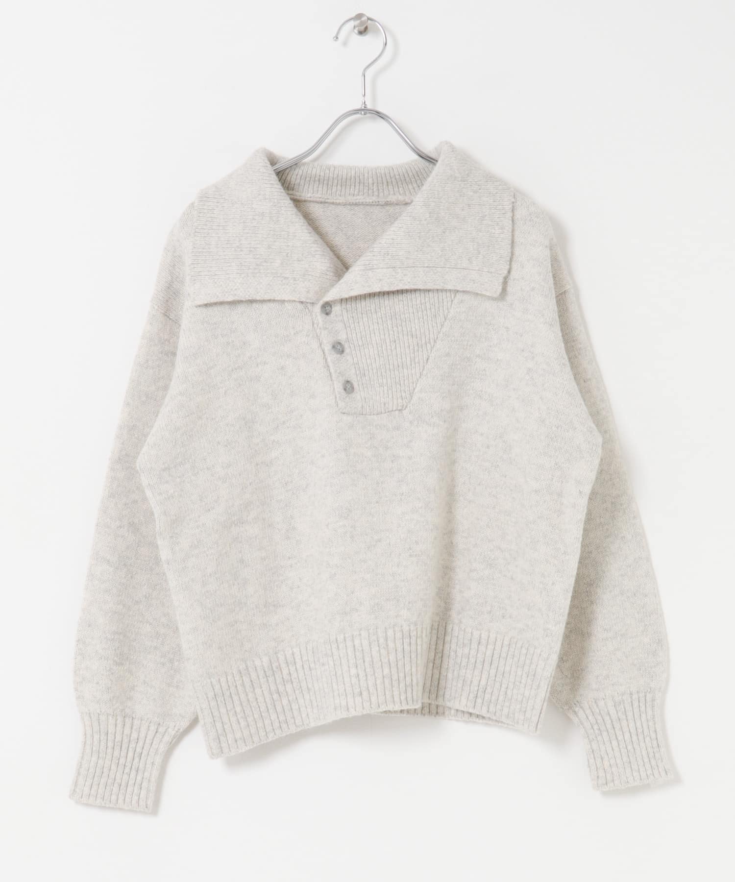 変形カラーニットプルオーバー TOP GRAY Free