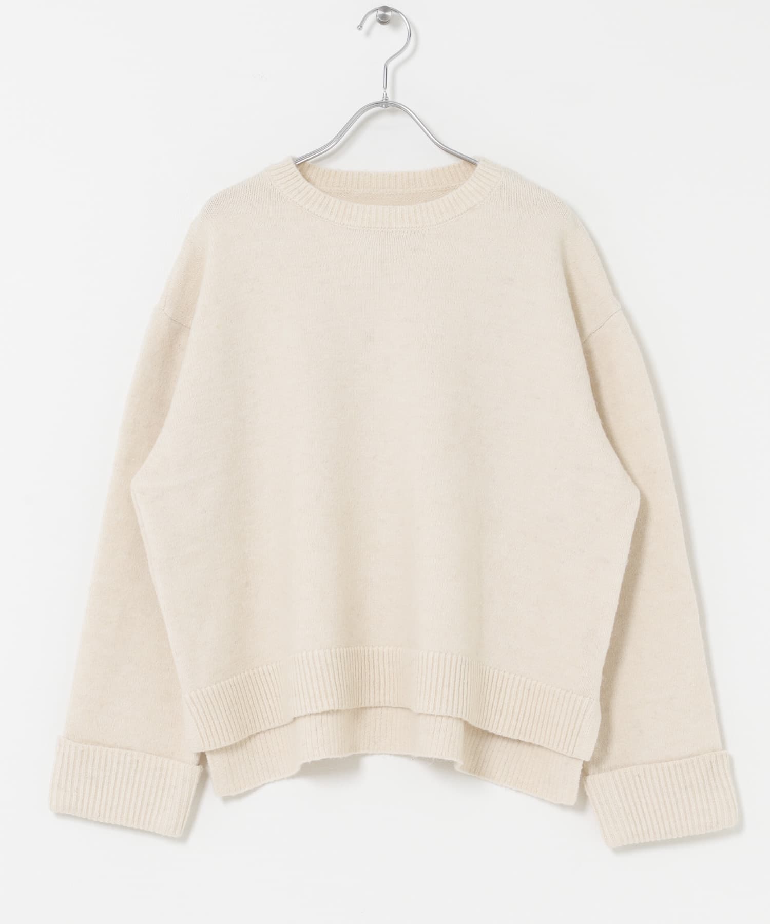 スタッフ企画』ターンバック袖ショート丈ニット(Free OFF): トップス