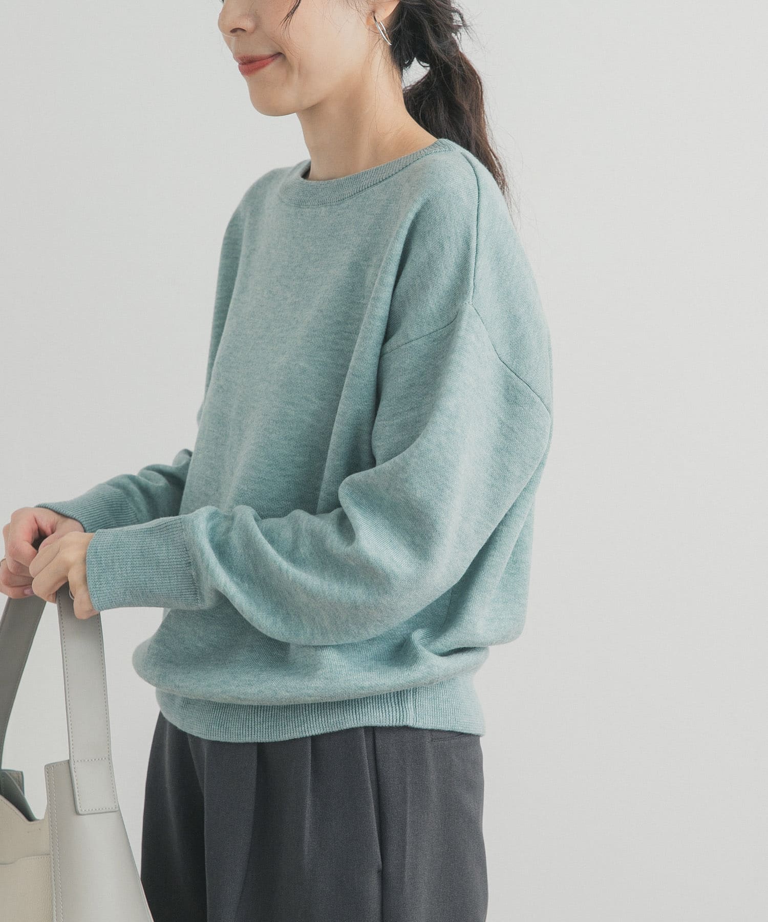 Wフェイスボートネックニット(Free ASH MINT): トップス｜URBAN