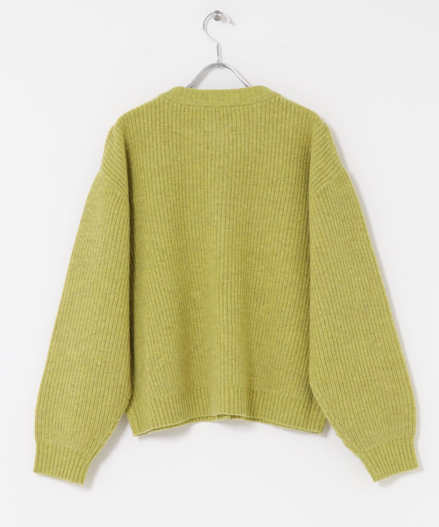 ハミルトンウール畦クルーネックカーディガン(M LIGHT GRAY): トップス