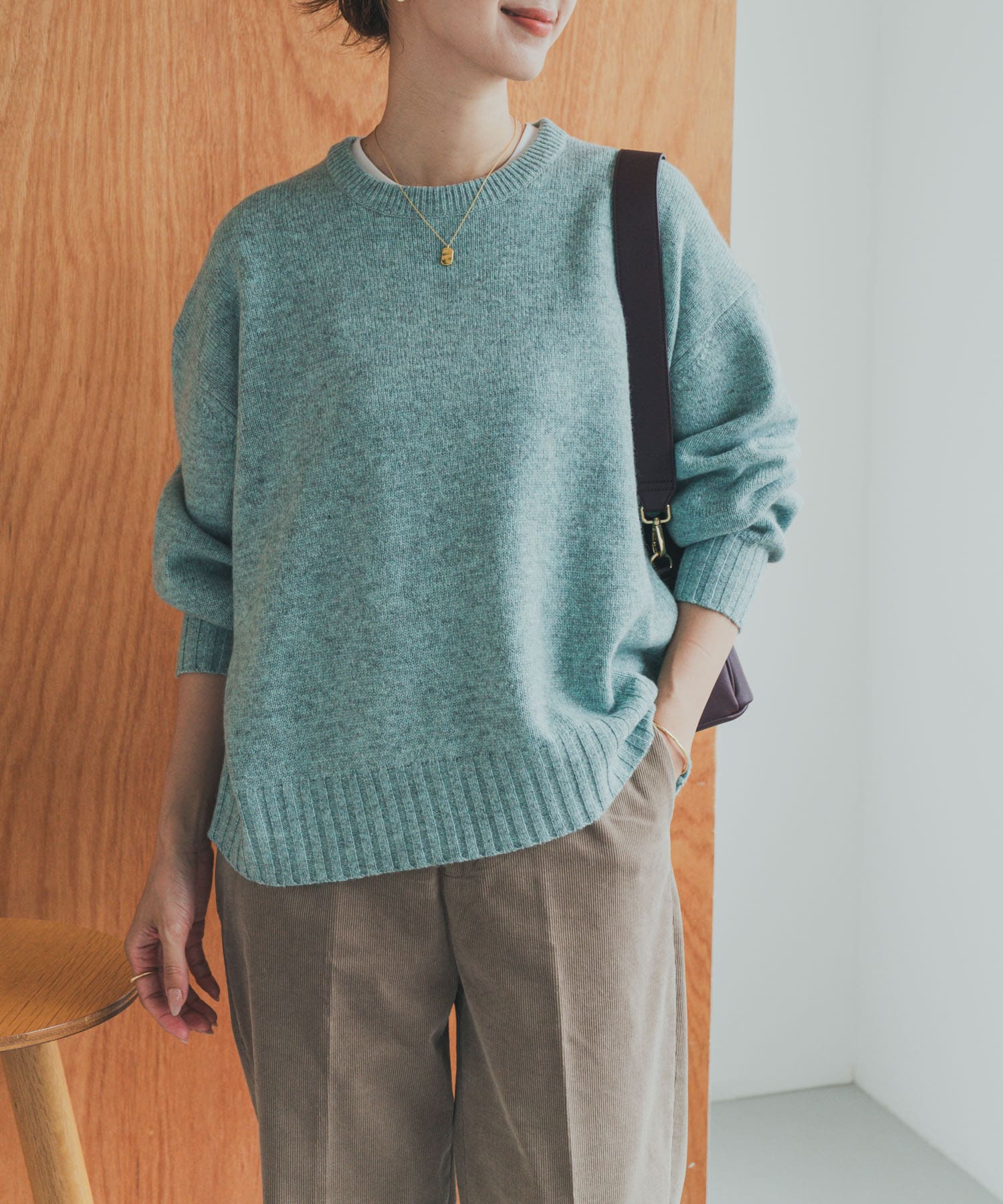 URBAN RESEARCH DOORS - DOORS ハミルトンウールアランニット ミント ハミルトンウールクルーワイドプルオーバー(M ORANGE): トップス