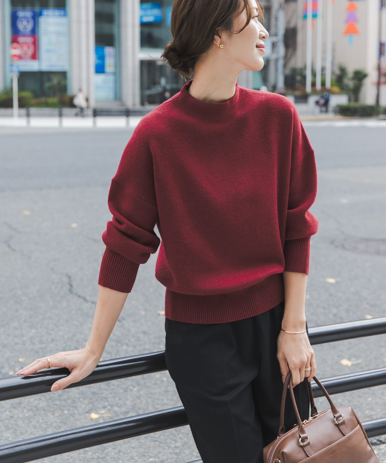 『蓄熱/洗濯可』ボトルネックKNITプルオーバー