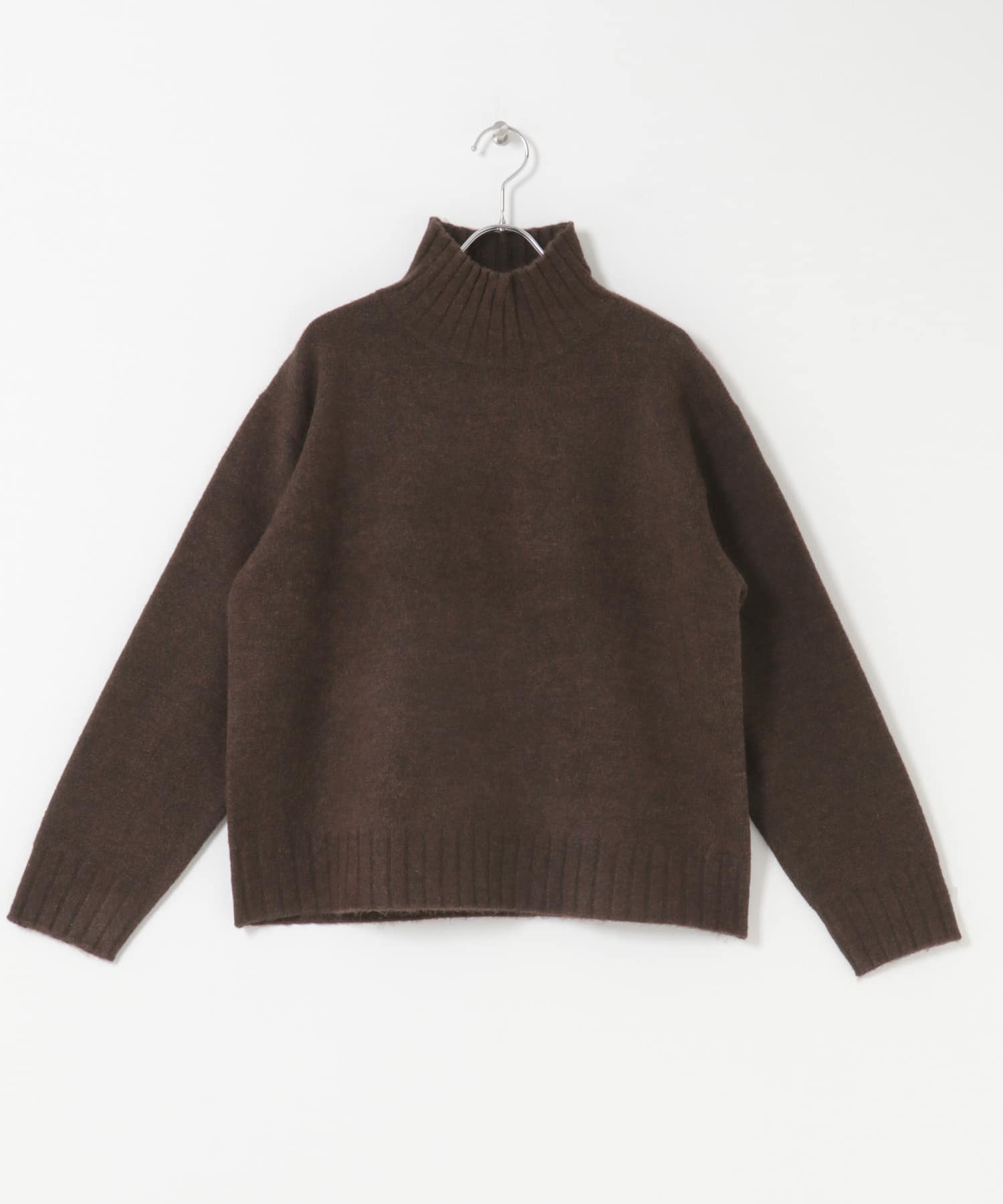 タートルネックニットプルオーバー BROWN Free