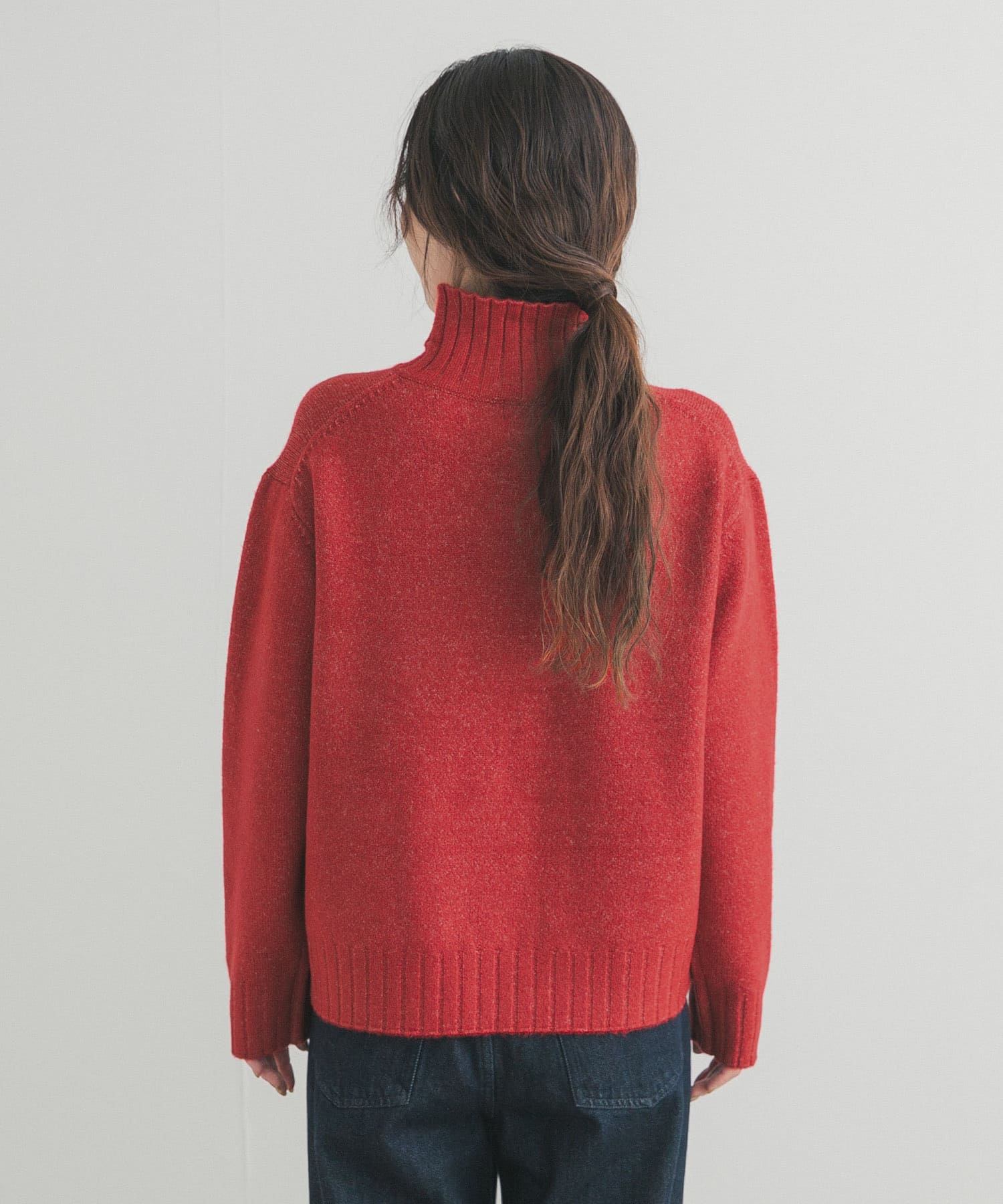 タートルネックニットプルオーバー RED Free