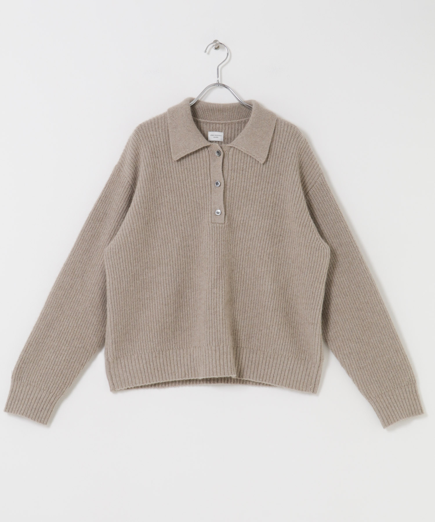 FOX混衿付き畦ニット BEIGE Free