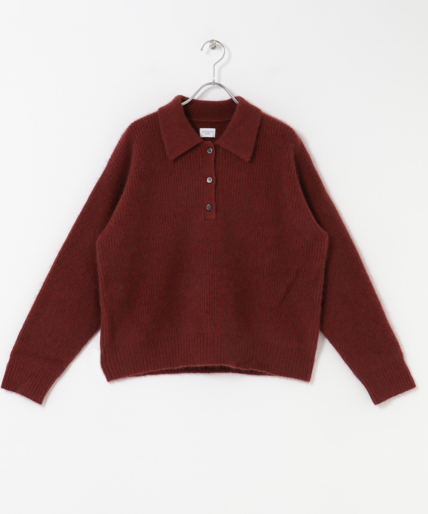FOX混衿付き畦ニット BORDEAUX Free