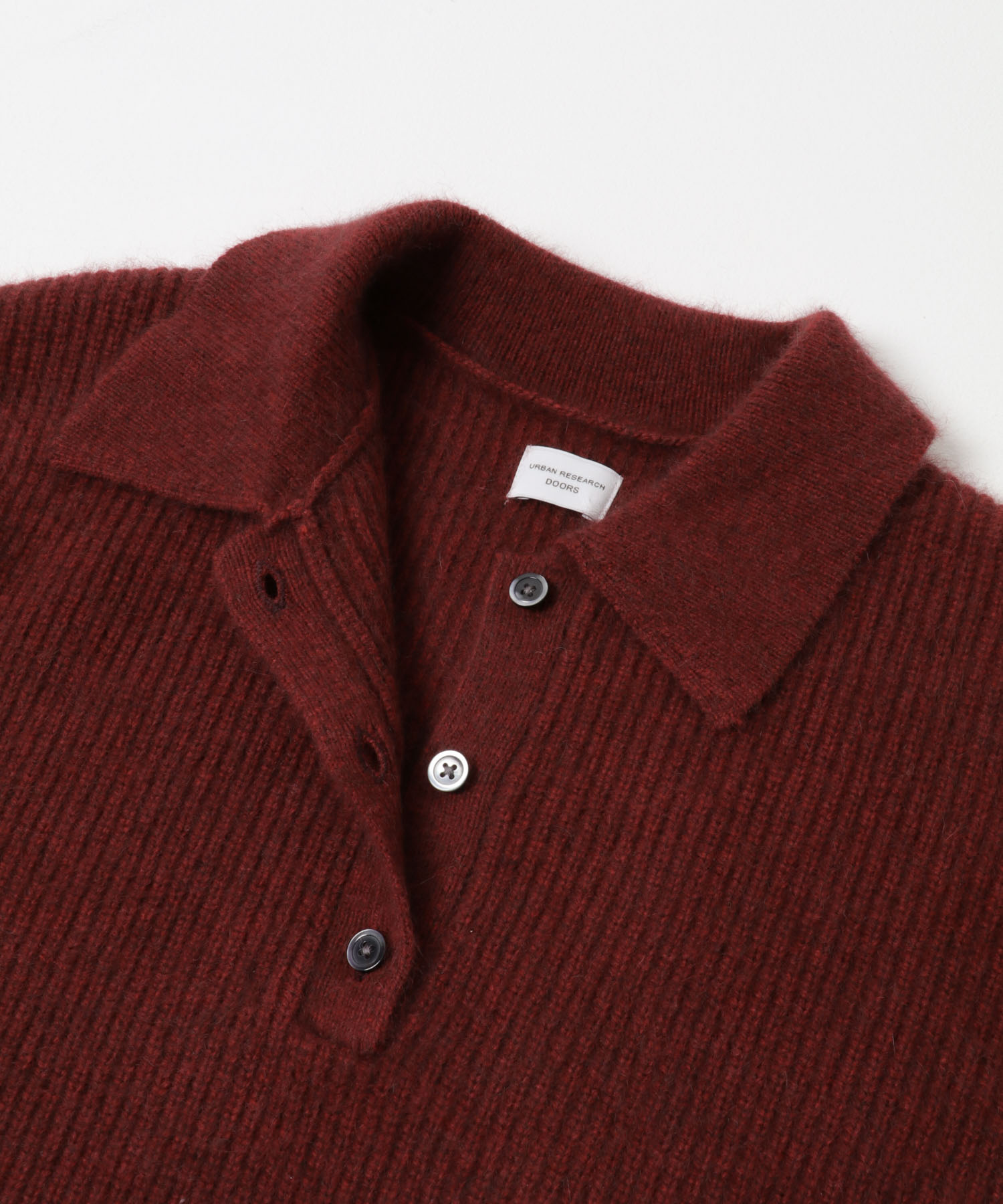 FOX混衿付き畦ニット BORDEAUX Free
