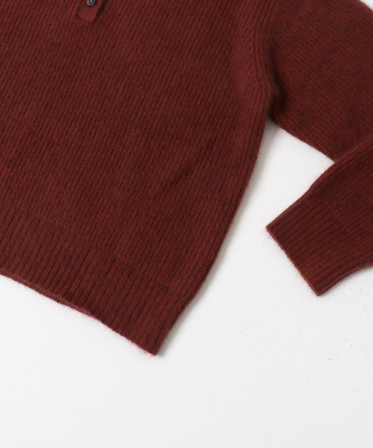 FOX混衿付き畦ニット BORDEAUX Free