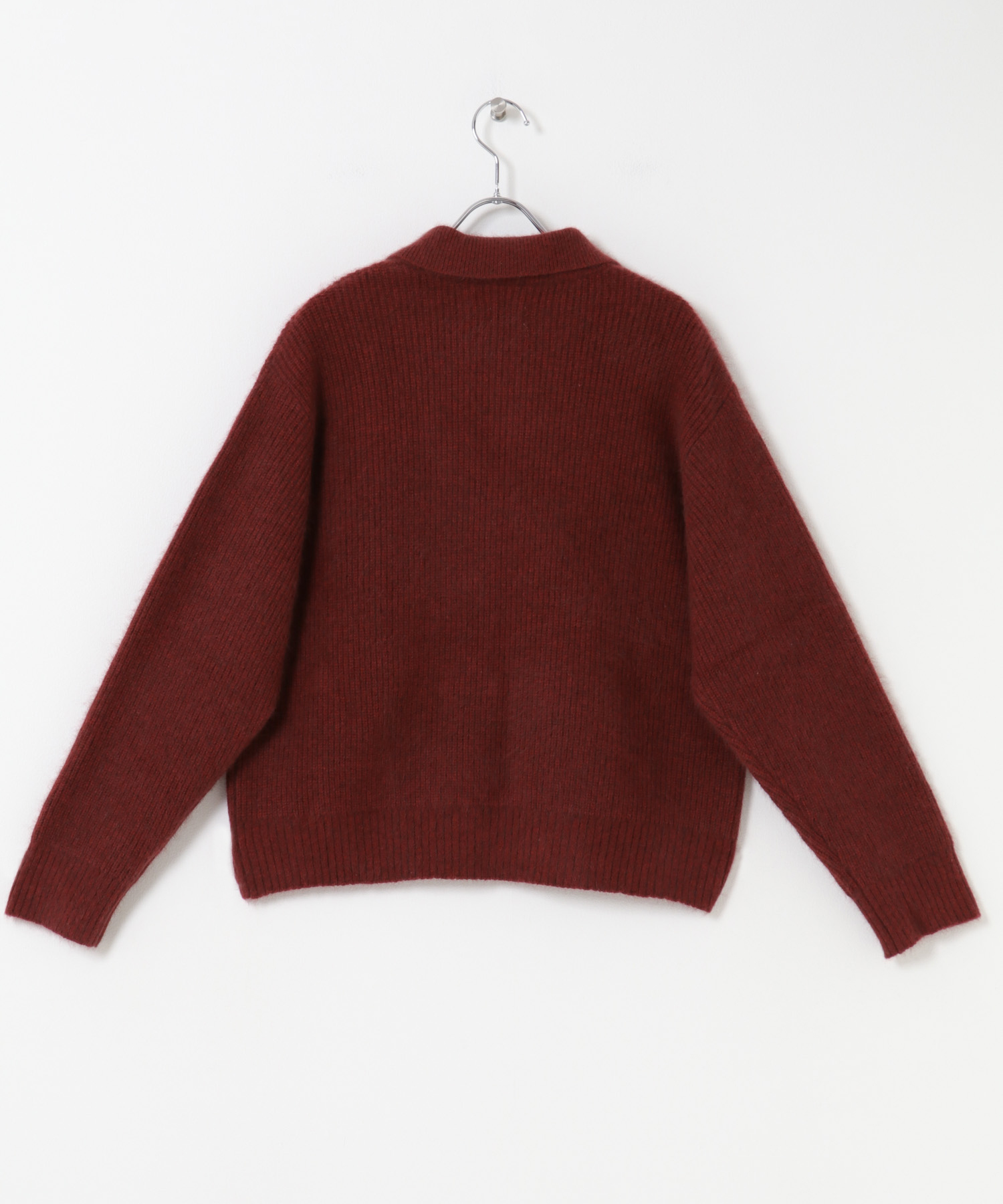 FOX混衿付き畦ニット BORDEAUX Free