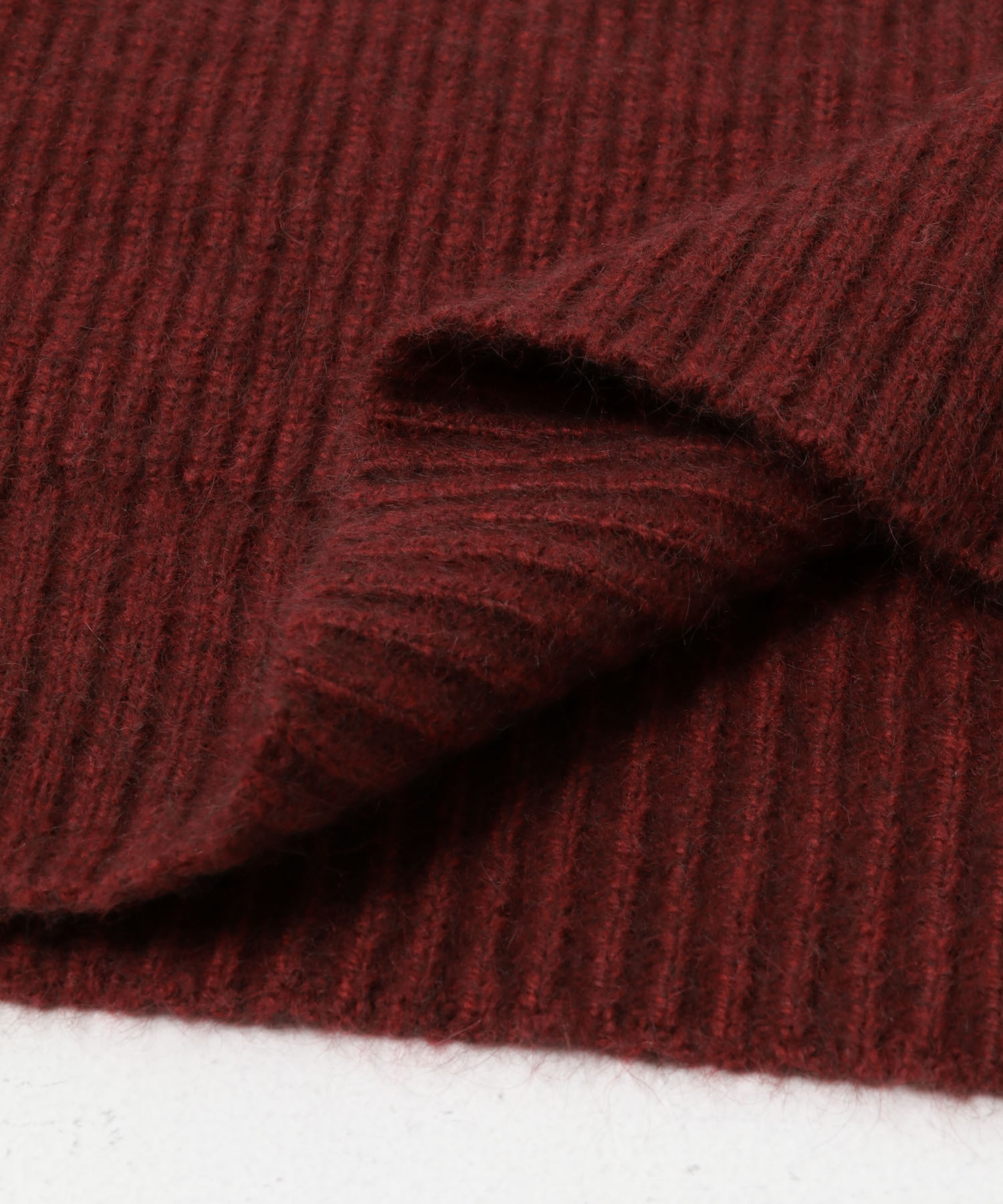 FOX混衿付き畦ニット BORDEAUX Free