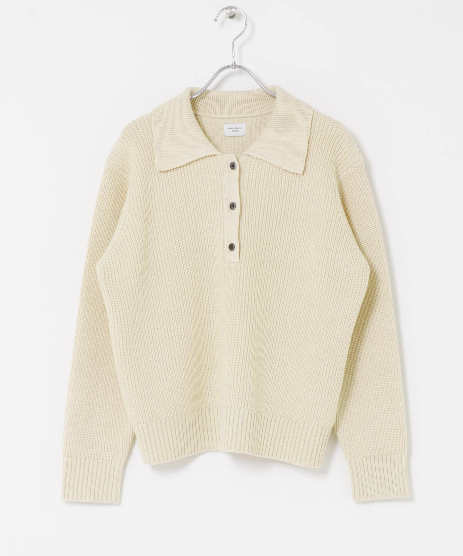 衿付き畦ニット IVORY Free