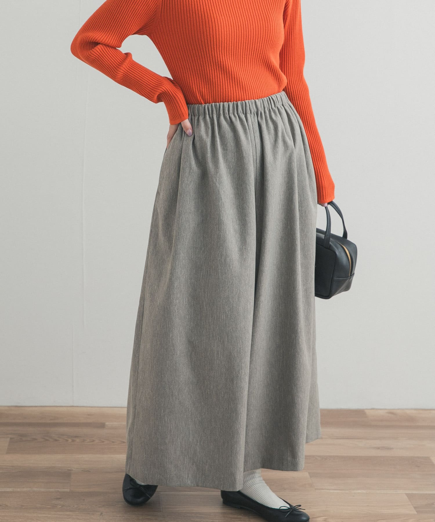 9分丈ワイドギャザーパンツ