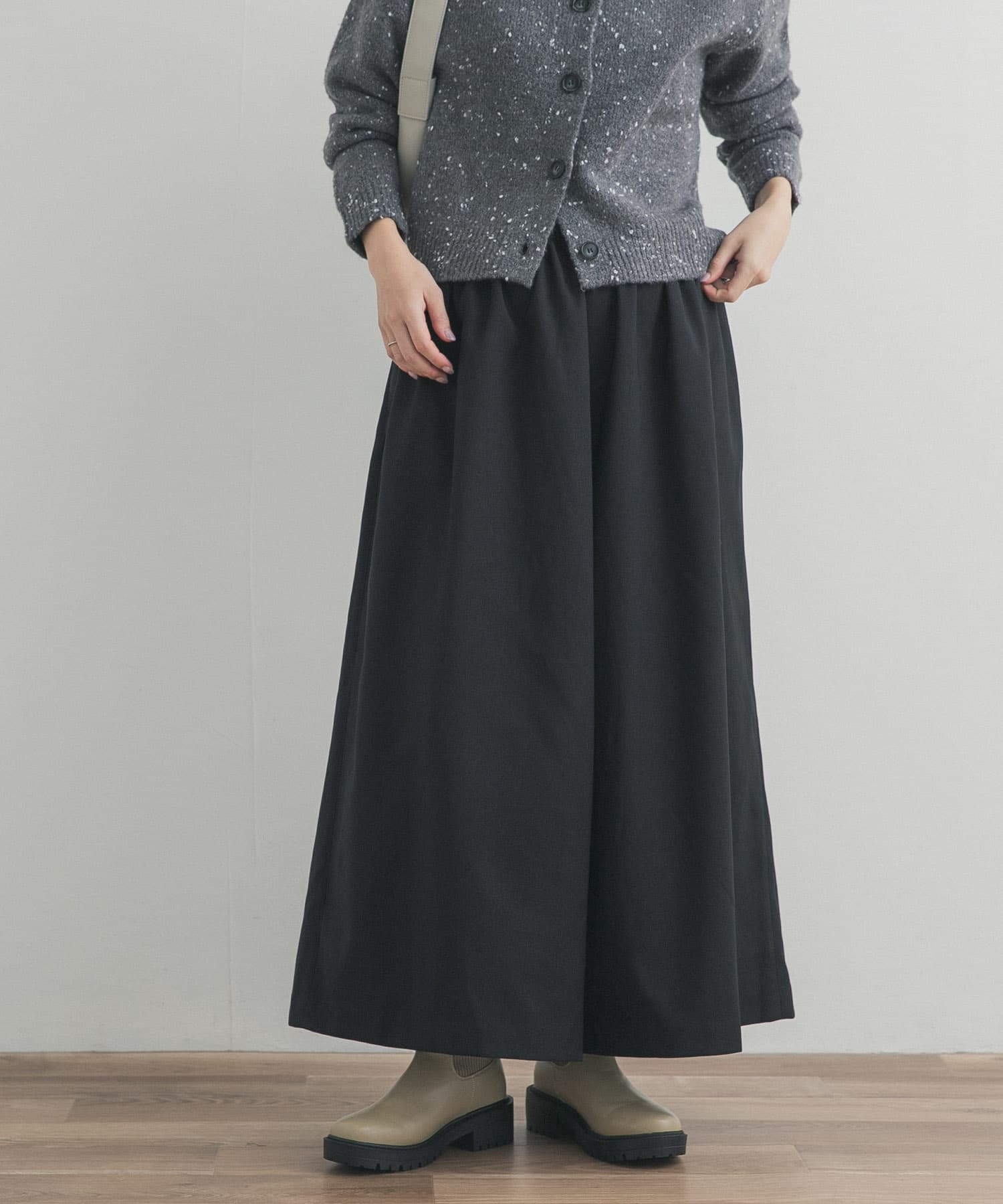 9分丈ワイドギャザーパンツ