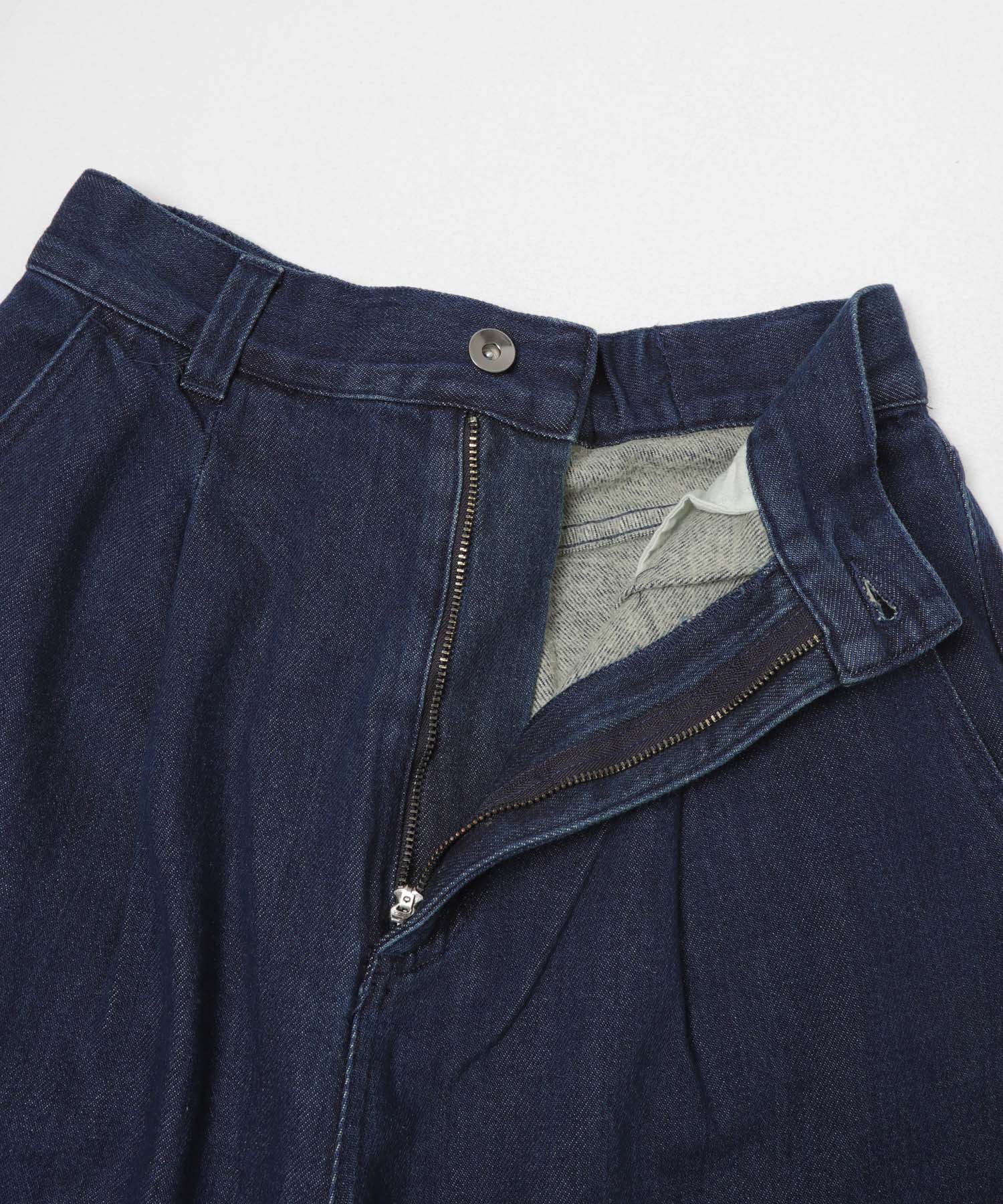 裏起毛タックデニムパンツ INDIGO S